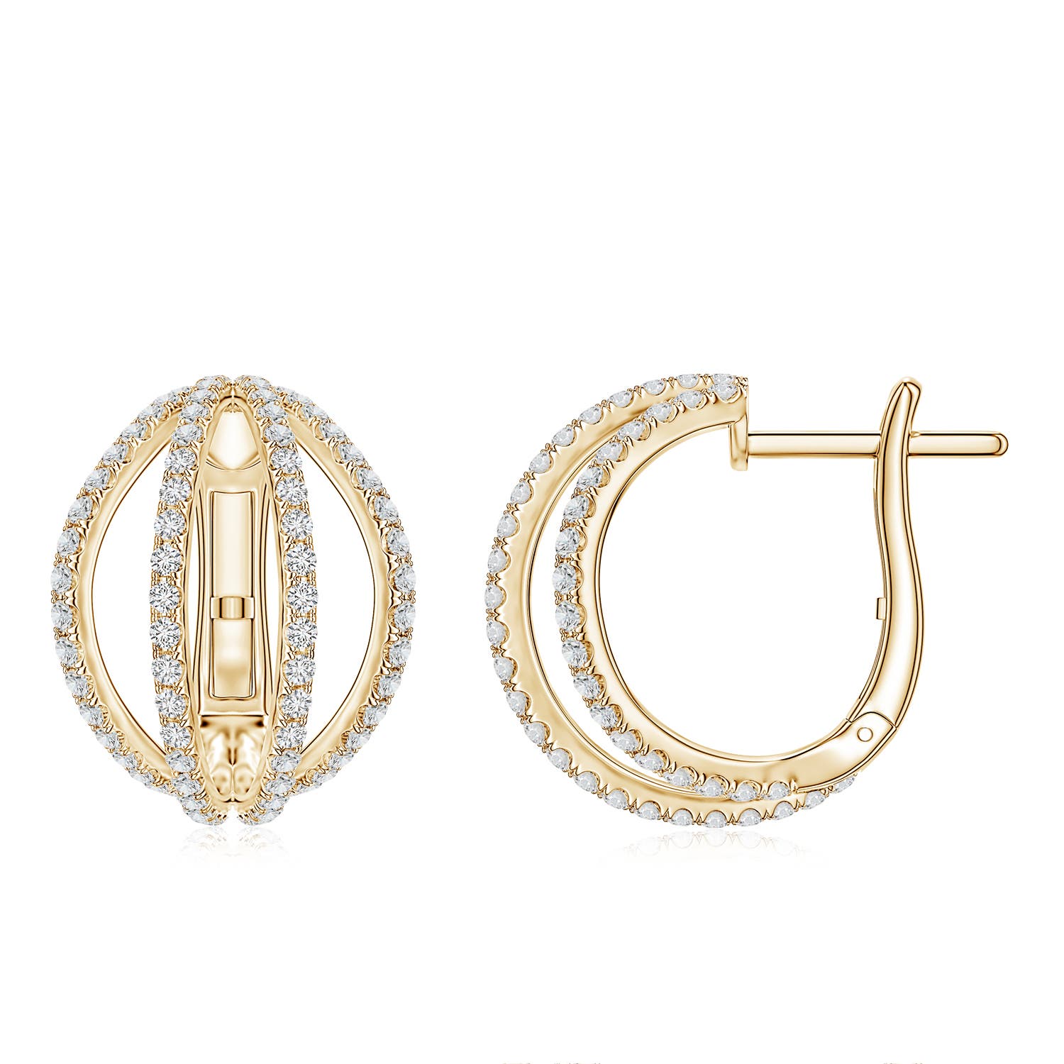 1.1mm HSI2 U-Pavé Diamond Multi-Row Hoop Earrings in Yellow Gold