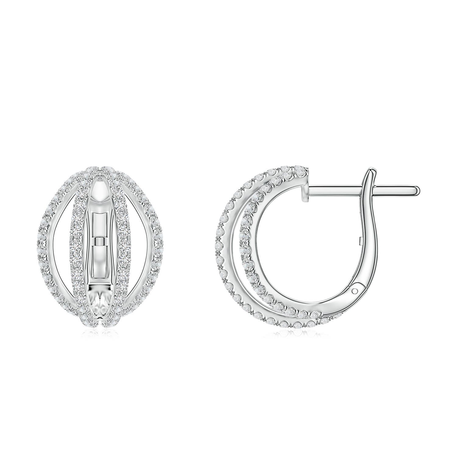 1mm HSI2 U-Pavé Diamond Multi-Row Hoop Earrings in White Gold
