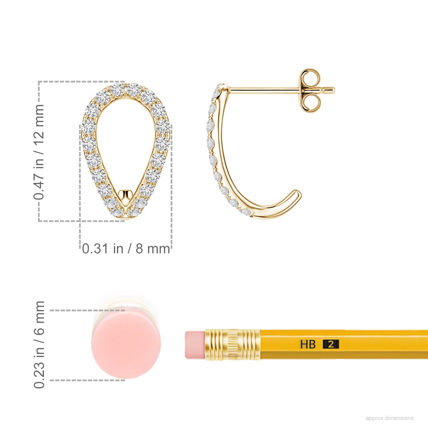 1.2mm HSI2 SE2343D-YG-HSI2-1.2 in Yellow Gold - ruler
