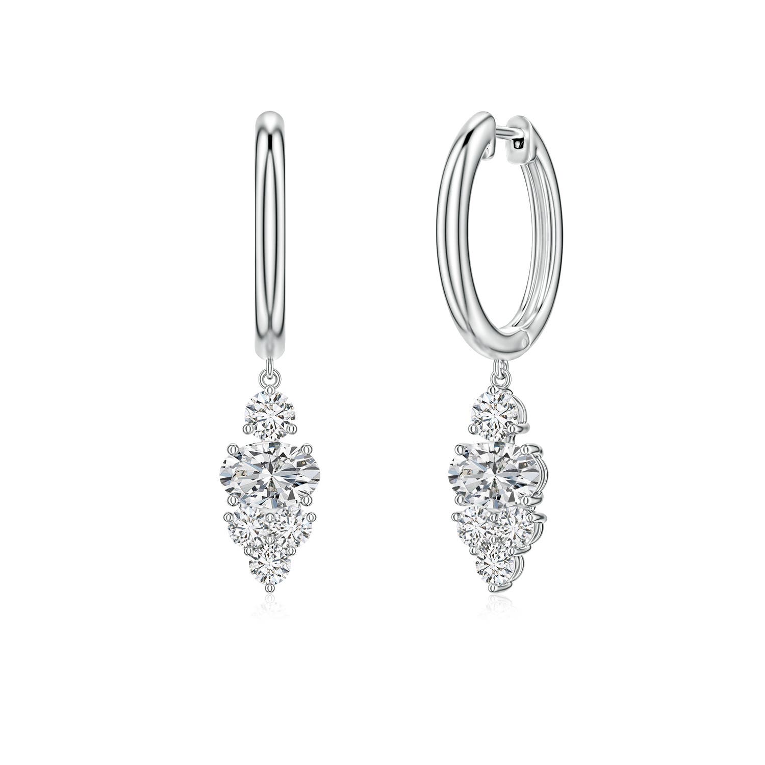 Oval Diamond Hoop Earrings