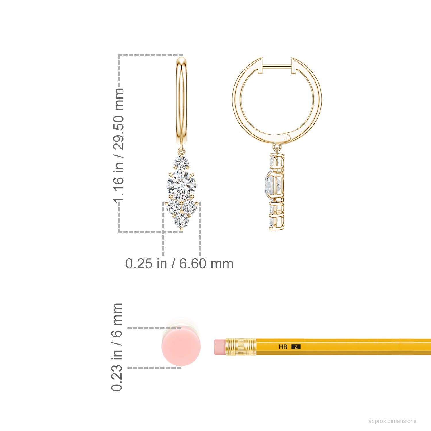 5mm HSI2 SE2348D-YG-HSI2-5 in Yellow Gold - ruler
