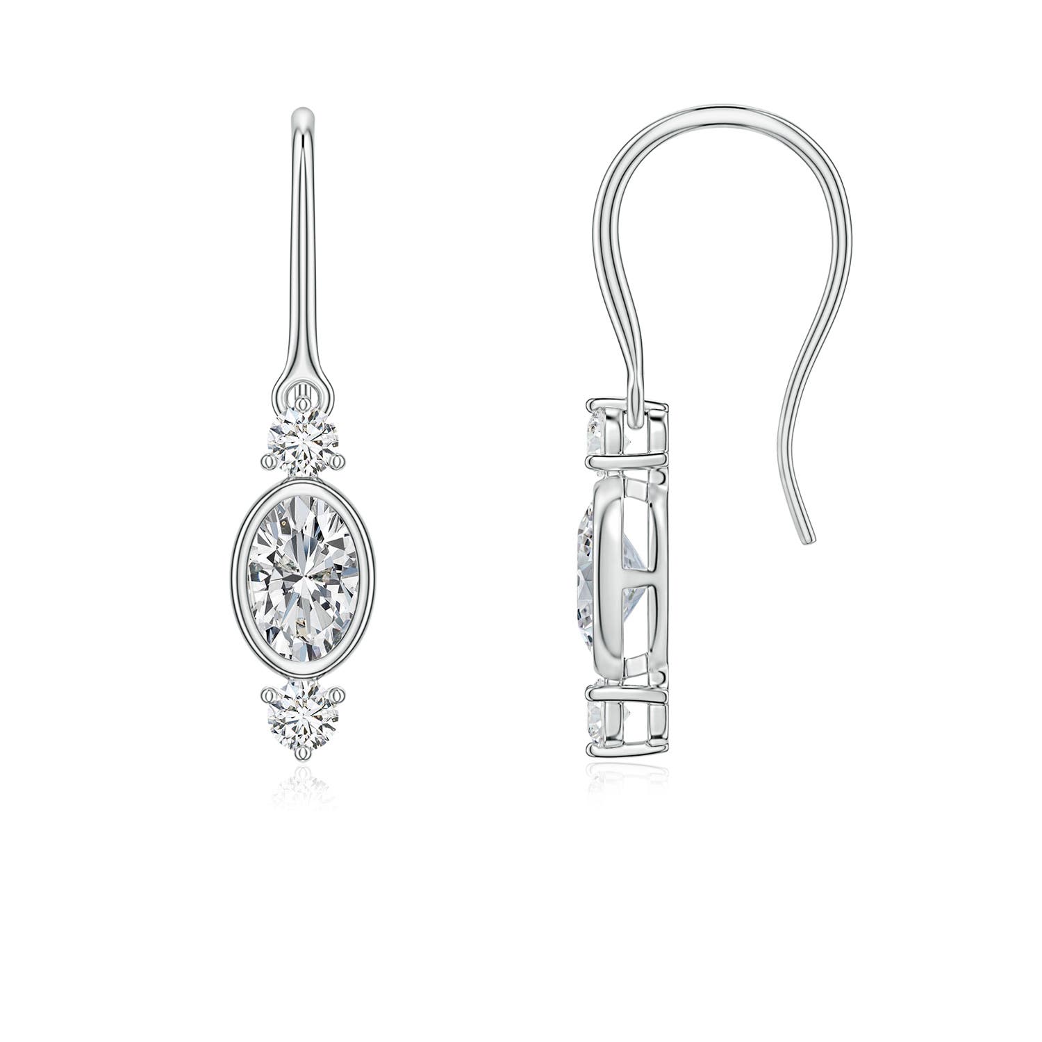 6x4mm HSI2 Oval Diamond Drop Earrings with Accents in White Gold