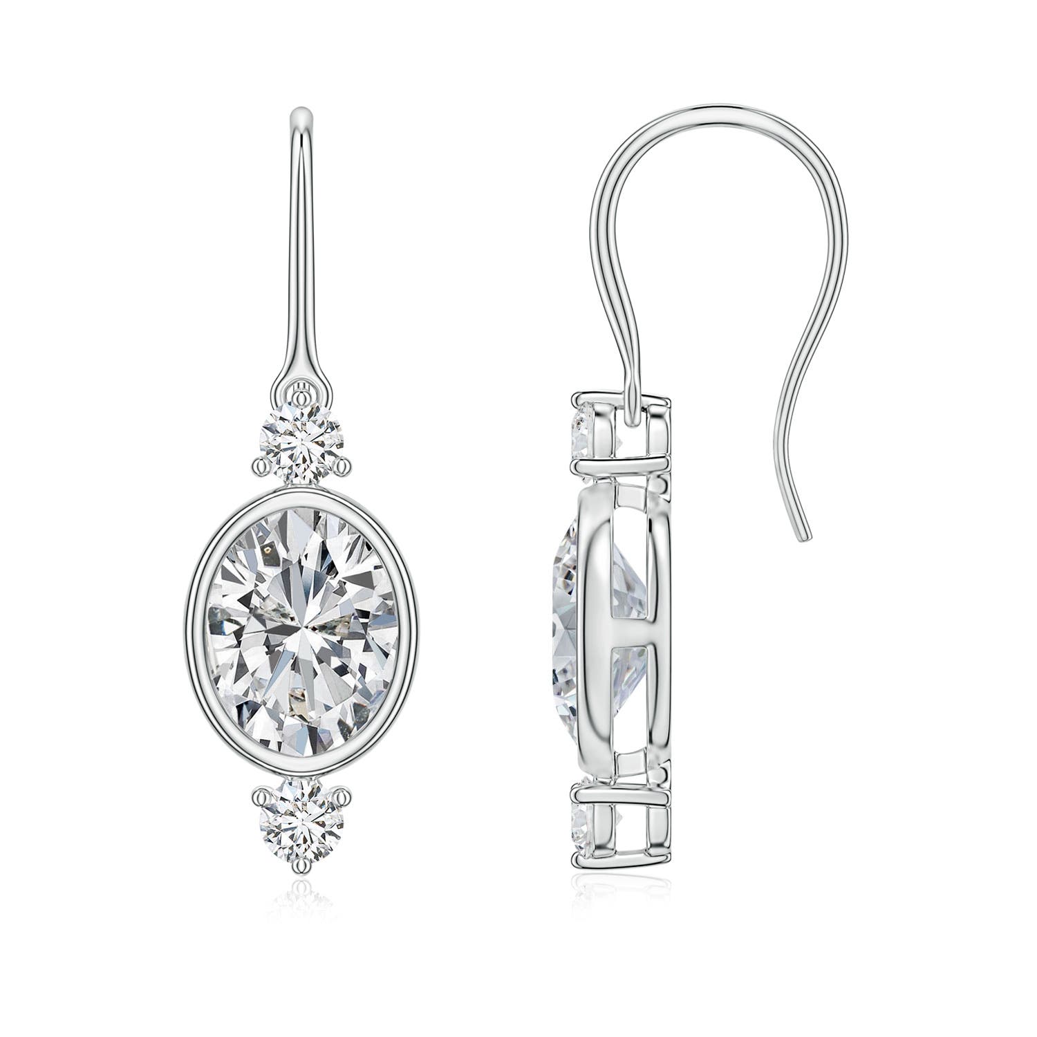 Angara 3.94 CTW Oval Diamond Drop Earrings with Accents in Silver