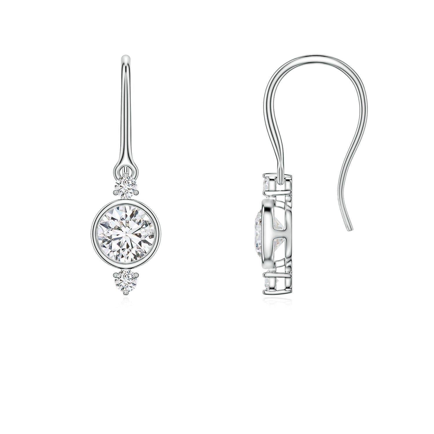 5mm HSI2 Round Diamond Drop Earrings with Accents in 18K White Gold