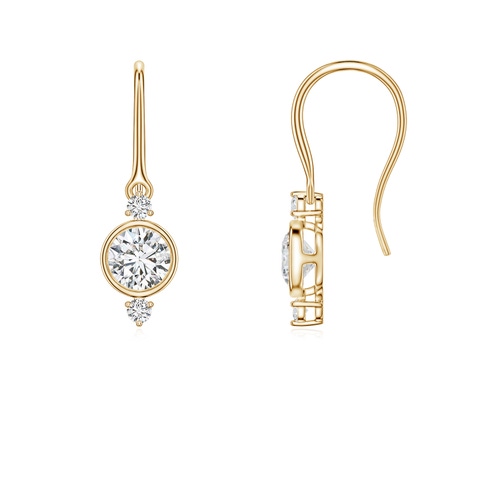 5mm HSI2 Round Diamond Drop Earrings with Accents in 18K Yellow Gold