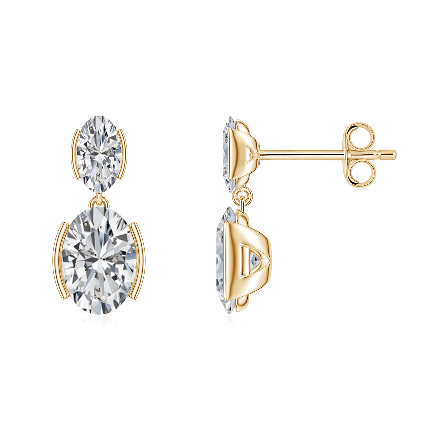 Oval Diamond Drop Earrings