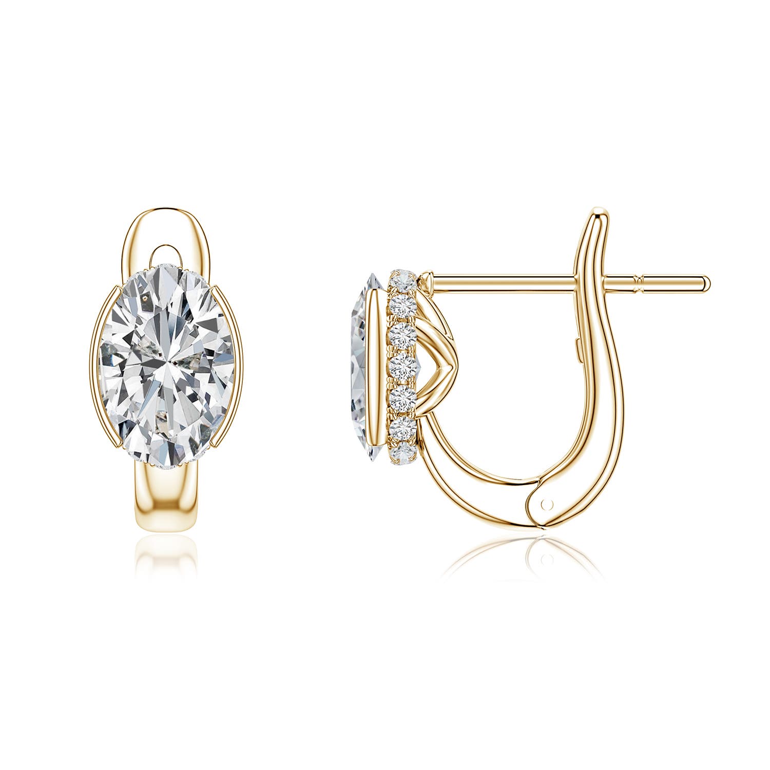 Oval Diamond Solitaire Stud Earrings