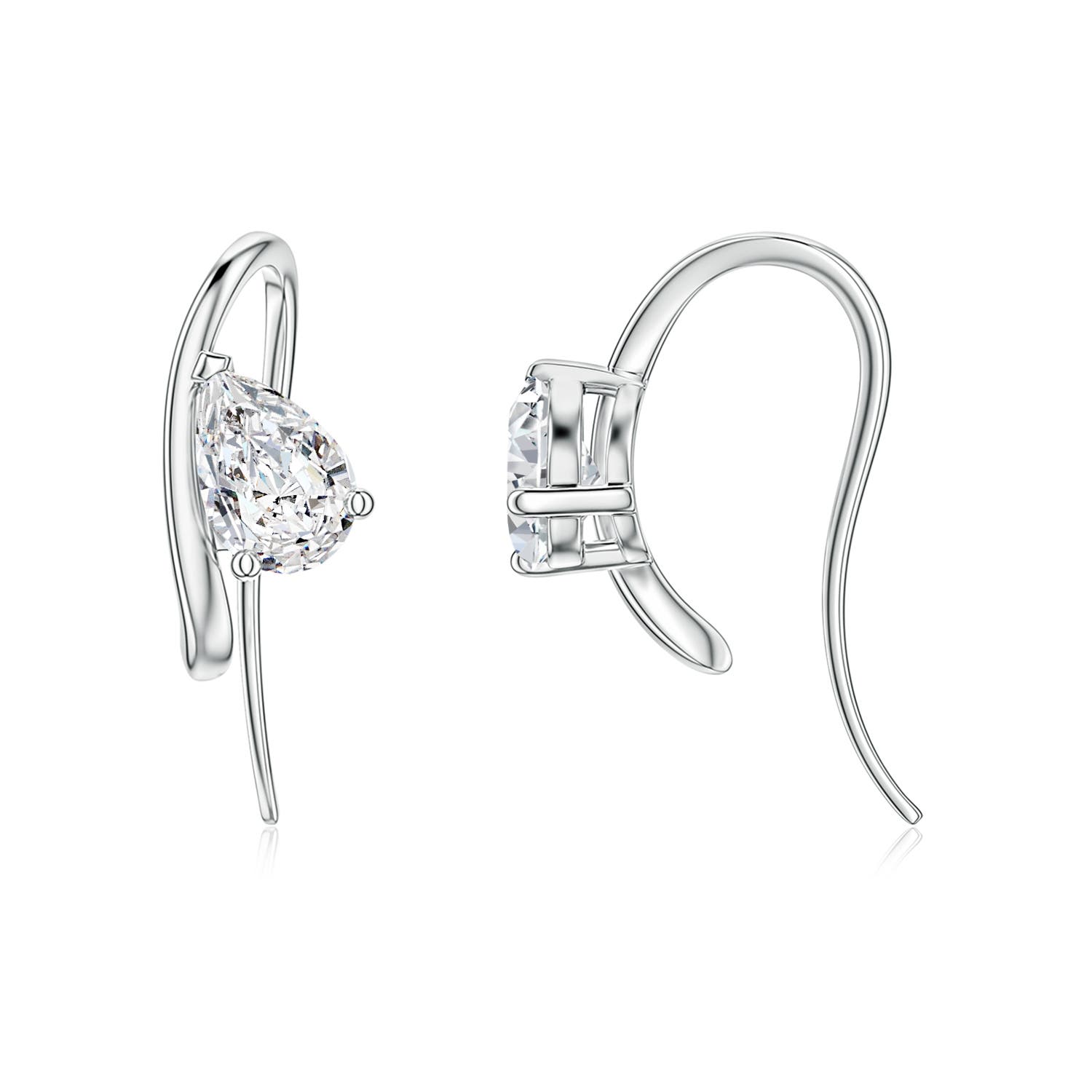 6x4mm HSI2 Tilted Off-Set Pear Diamond Solitaire Earrings in White Gold
