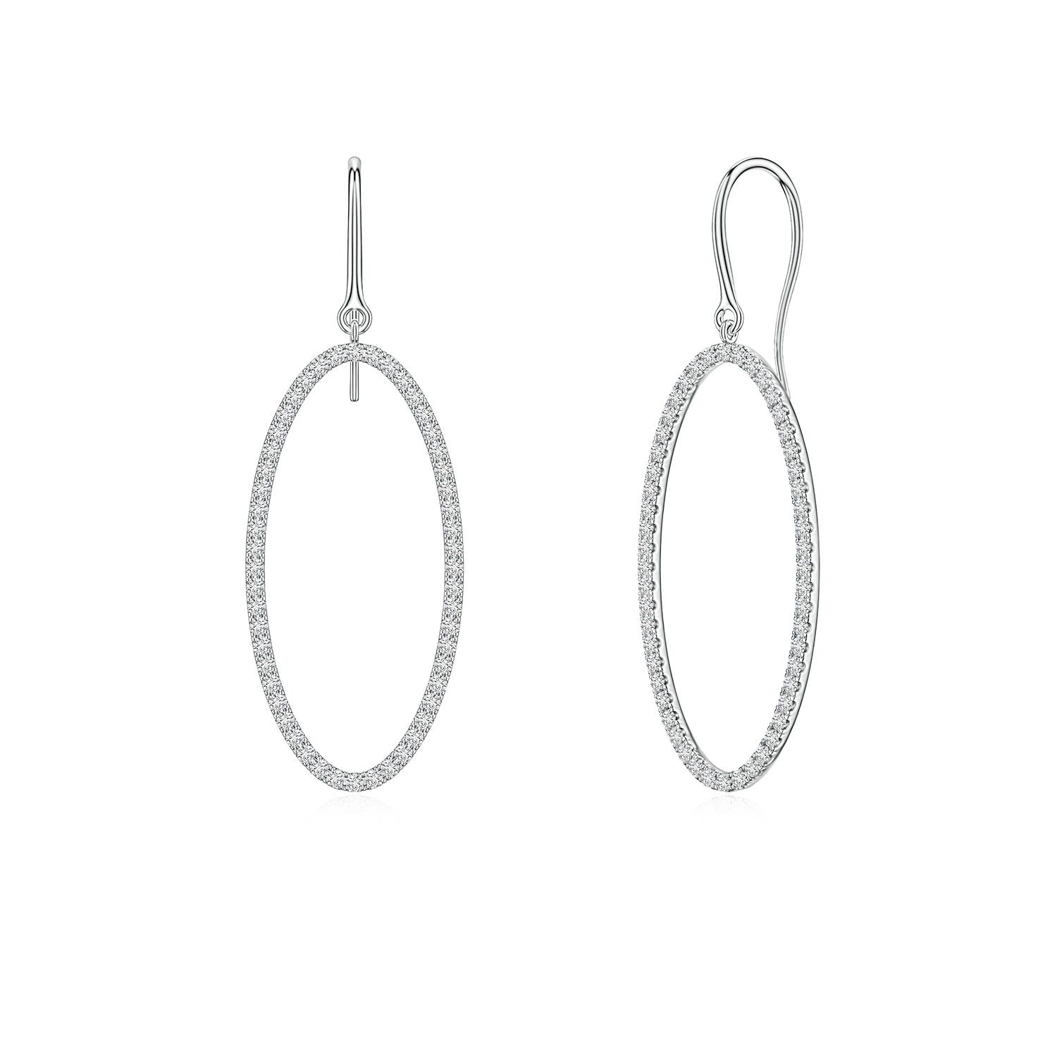 1.1mm HSI2 U-Pavé Diamond Oval Drop Earrings in White Gold