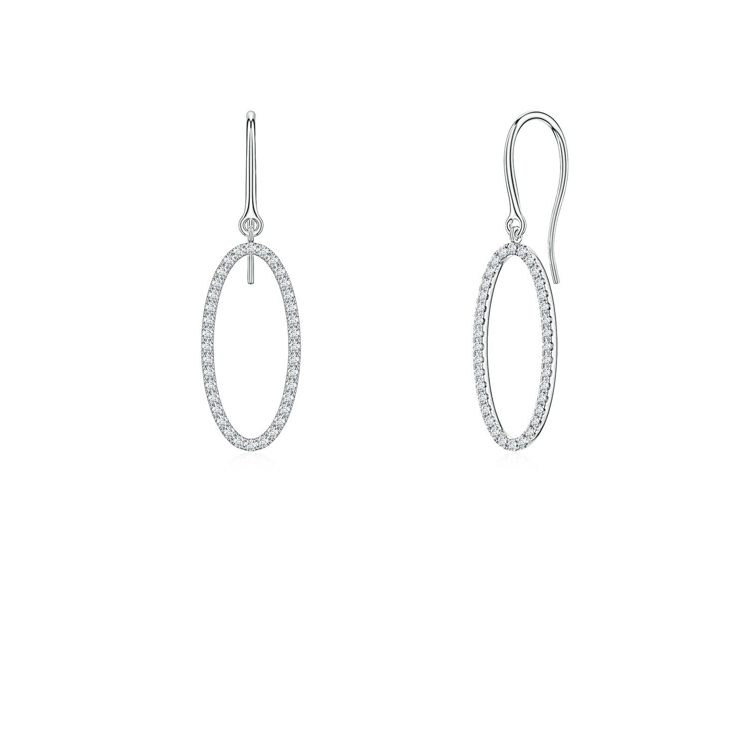 1mm GVS2 U-Pavé Diamond Oval Drop Earrings in White Gold