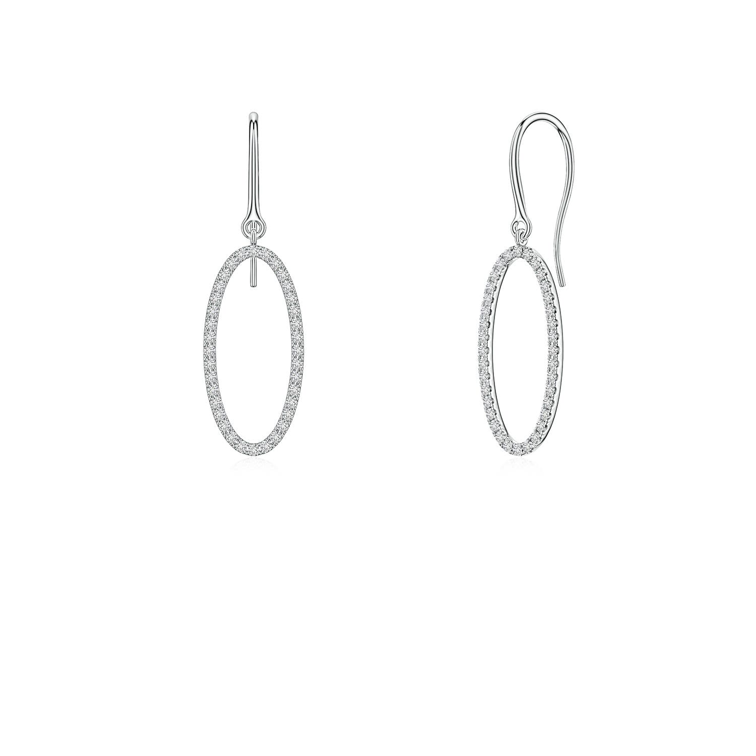 1mm HSI2 U-Pavé Diamond Oval Drop Earrings in 18K White Gold