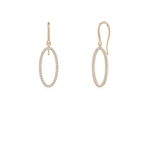 1mm HSI2 U-Pavé Diamond Oval Drop Earrings in 18K Yellow Gold