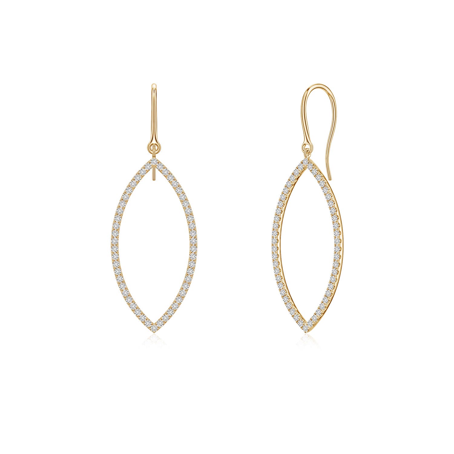 1.1mm HSI2 U-Pavé Diamond Marquise Drop Earrings in 18K Yellow Gold