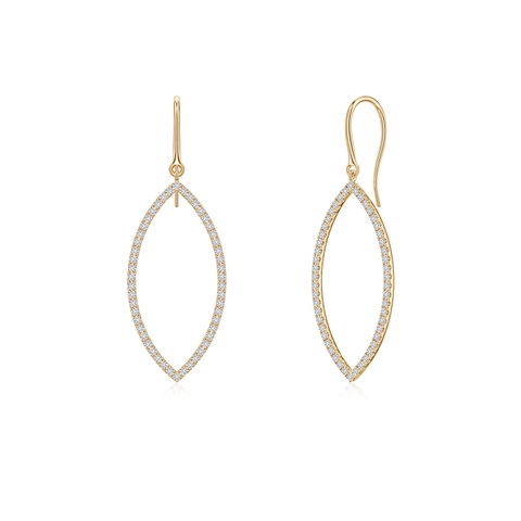 1.1mm HSI2 U-Pavé Diamond Marquise Drop Earrings in 18K Yellow Gold