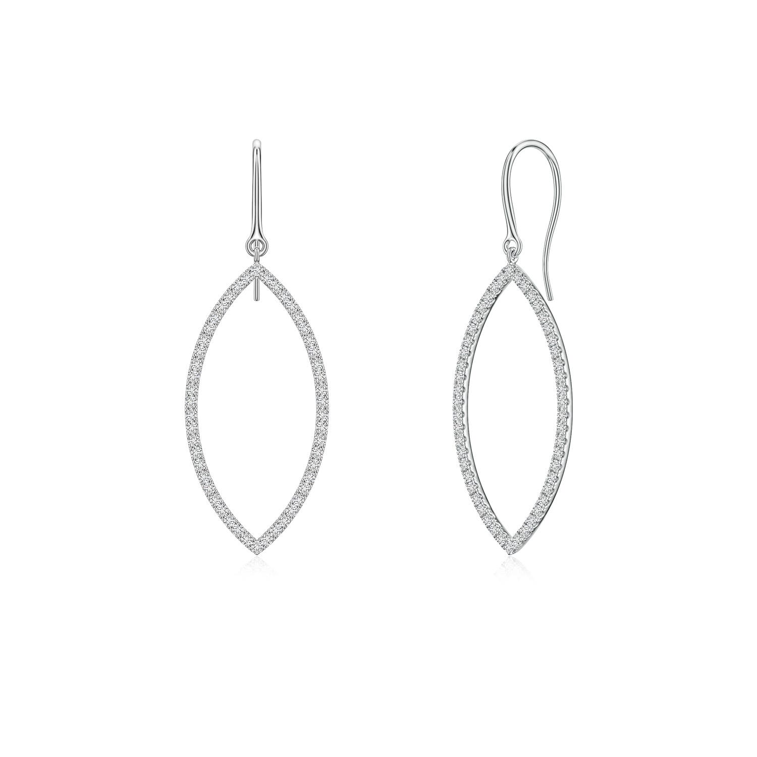 1.1mm HSI2 U-Pavé Diamond Marquise Drop Earrings in White Gold