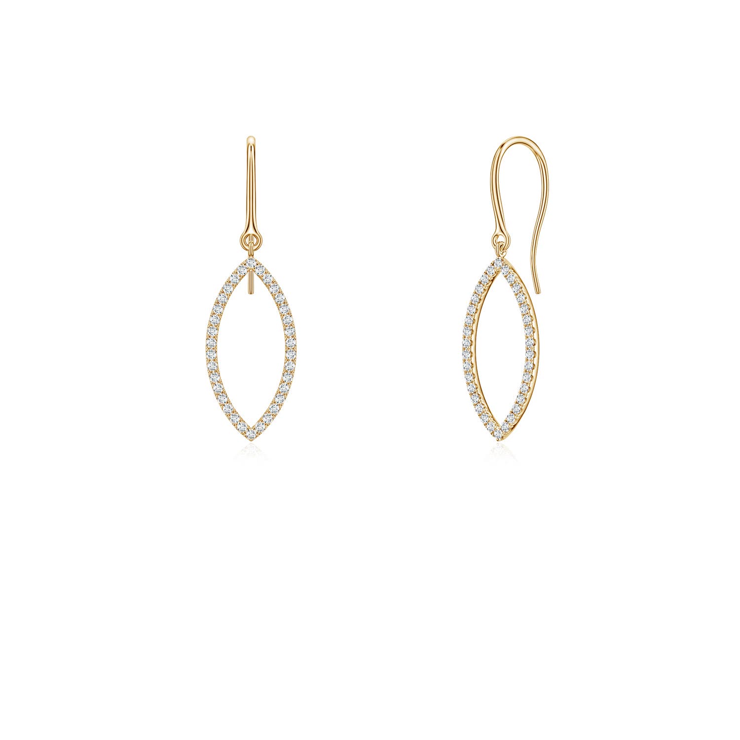 1mm GVS2 U-Pavé Diamond Marquise Drop Earrings in Yellow Gold