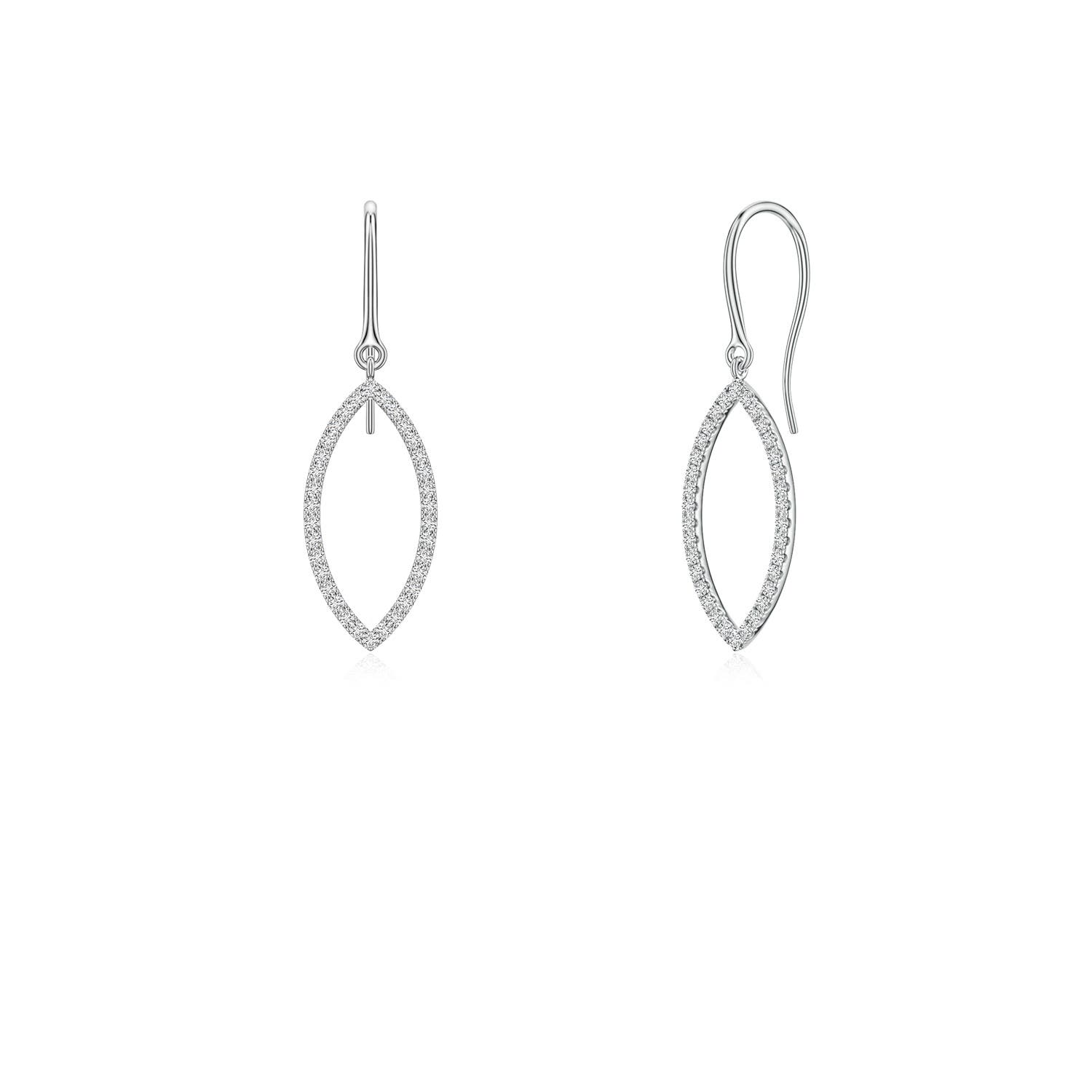 1mm HSI2 U-Pavé Diamond Marquise Drop Earrings in 18K White Gold