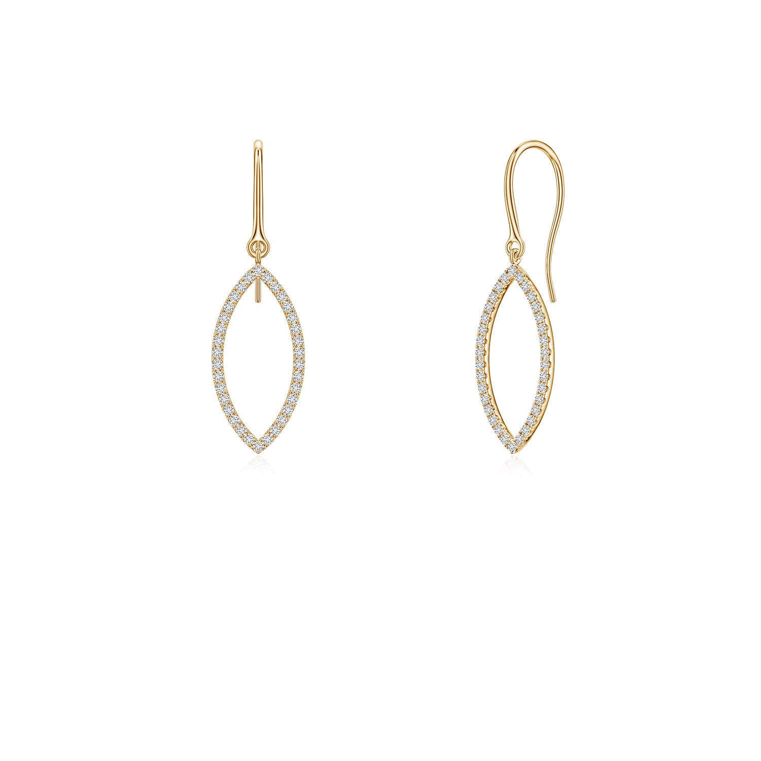 1mm HSI2 U-Pavé Diamond Marquise Drop Earrings in Yellow Gold