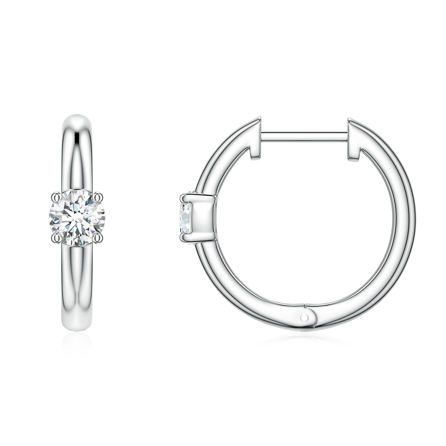 3mm GVS2 Solitaire Round Diamond Hoop Earrings in P950 Platinum
