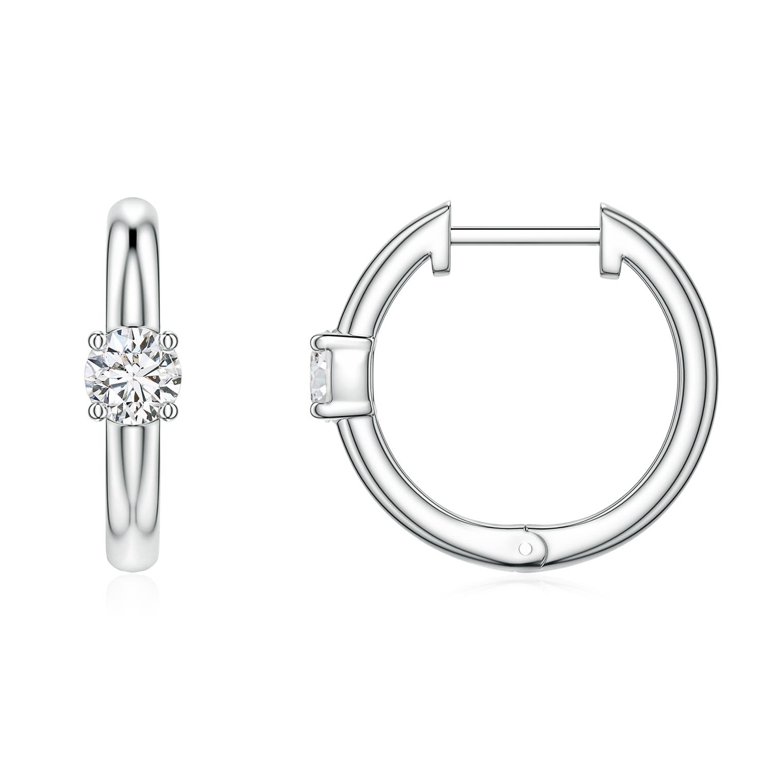 3mm HSI2 Solitaire Round Diamond Hoop Earrings in 18K White Gold
