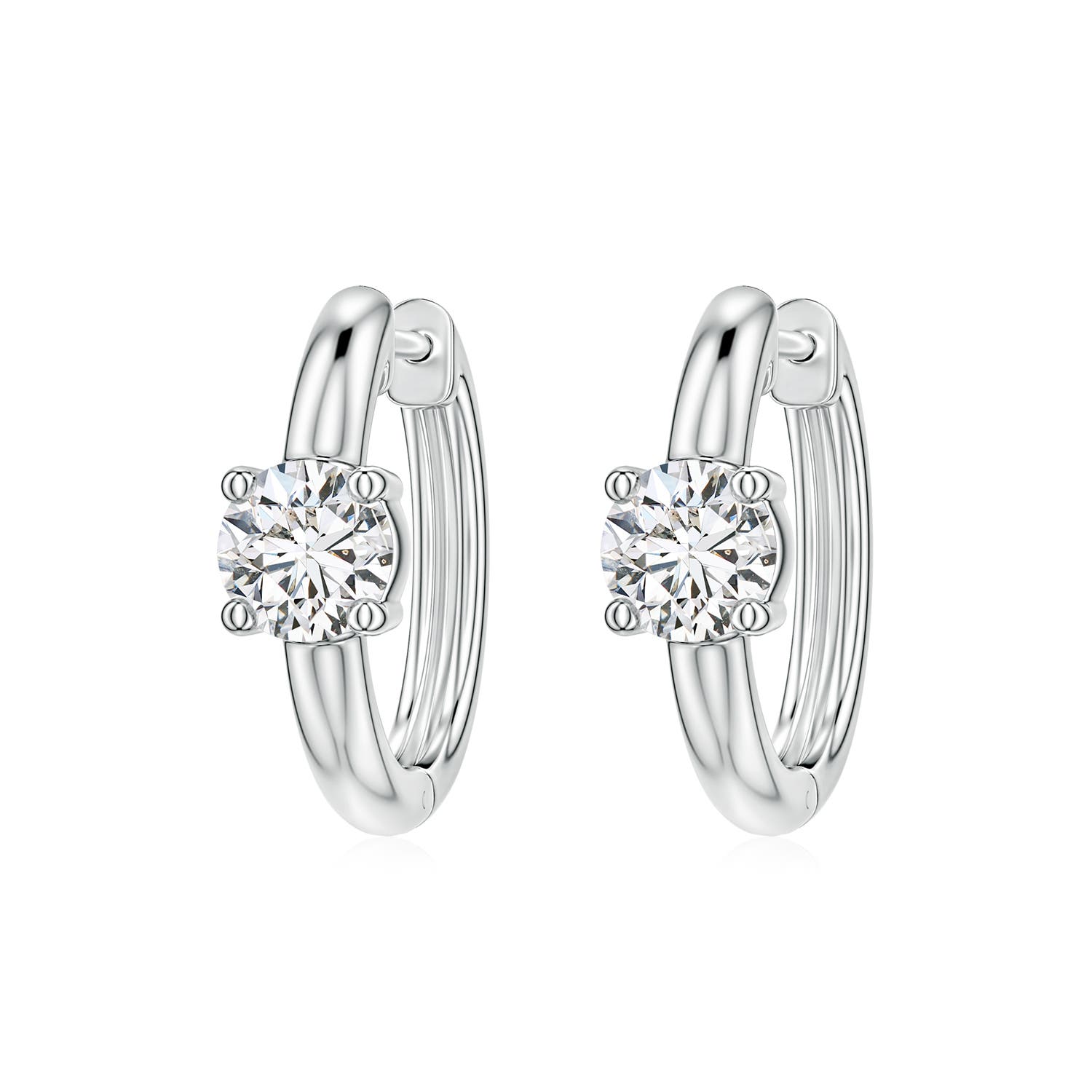 4mm HSI2 Solitaire Round Diamond Hoop Earrings in P950 Platinum