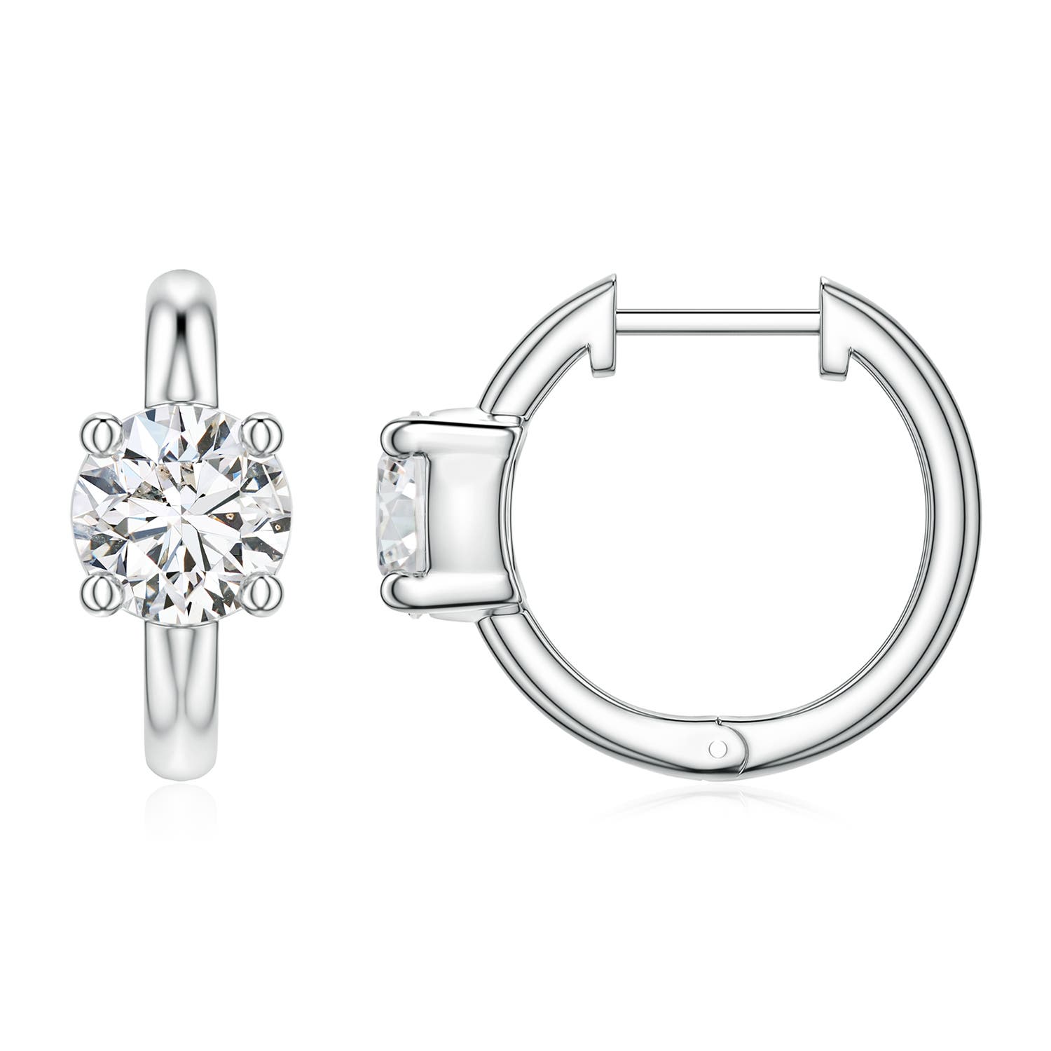 5mm HSI2 Solitaire Round Diamond Hoop Earrings in 18K White Gold