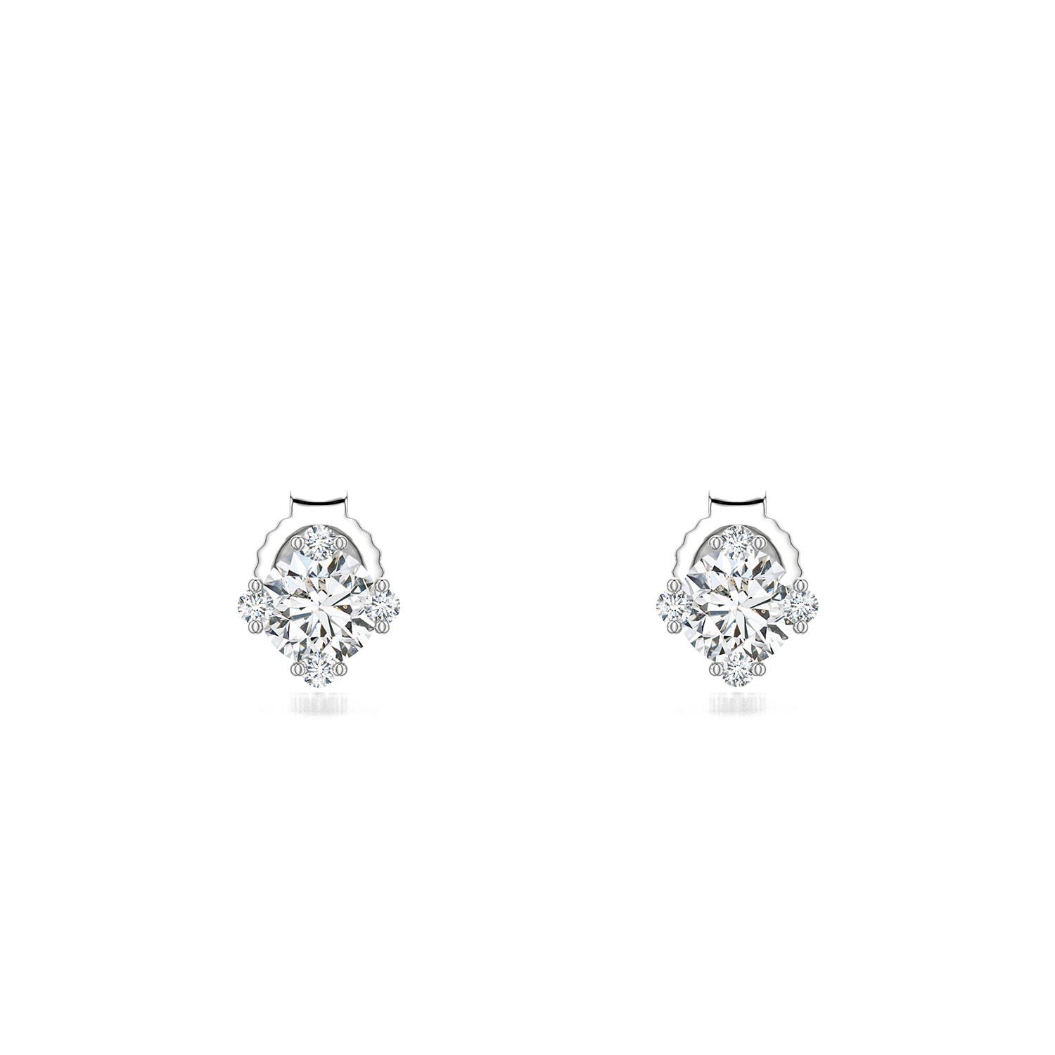 4mm HSI2 Round Diamond Stud Earrings with Accents in P950 Platinum