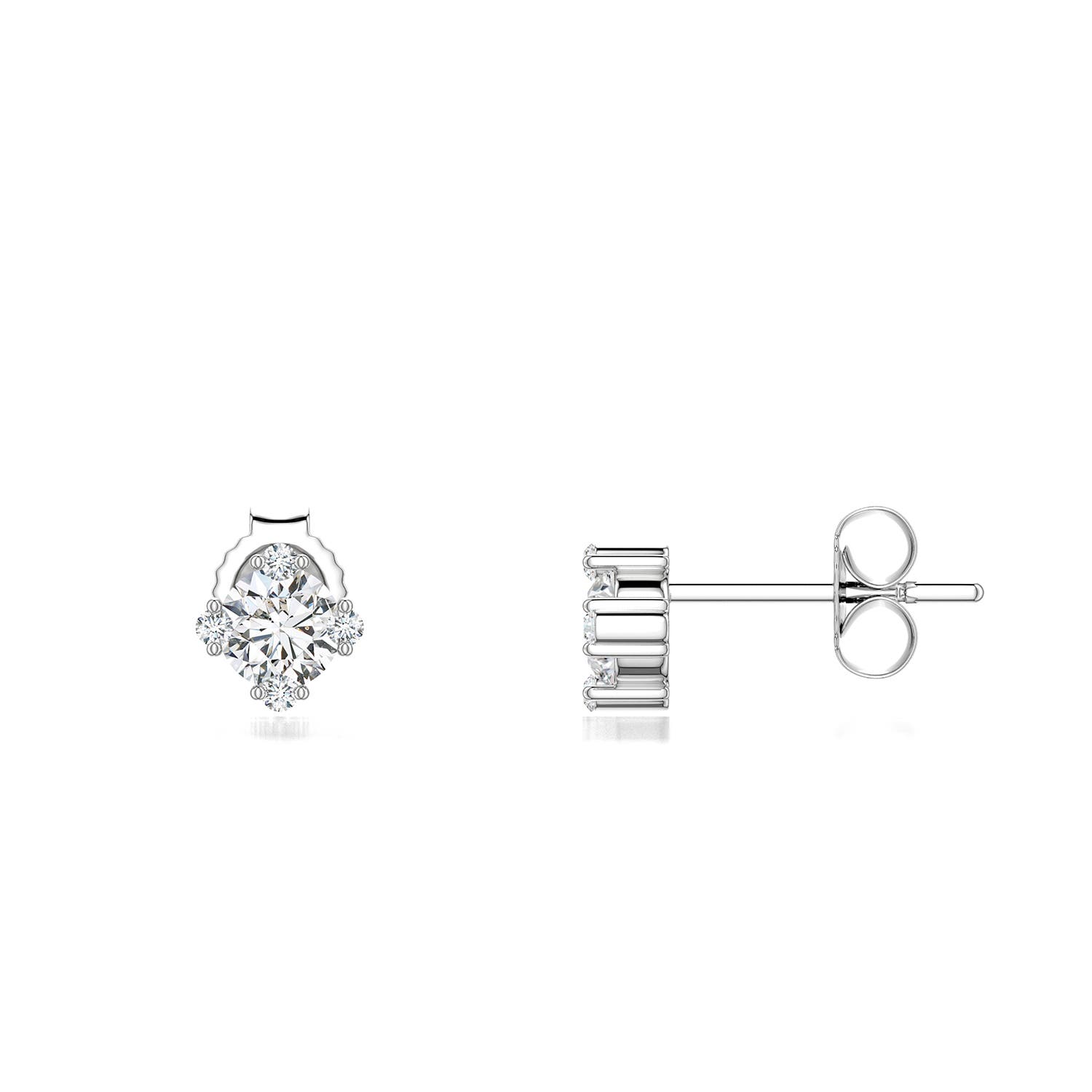 4mm HSI2 Round Diamond Stud Earrings with Accents in P950 Platinum