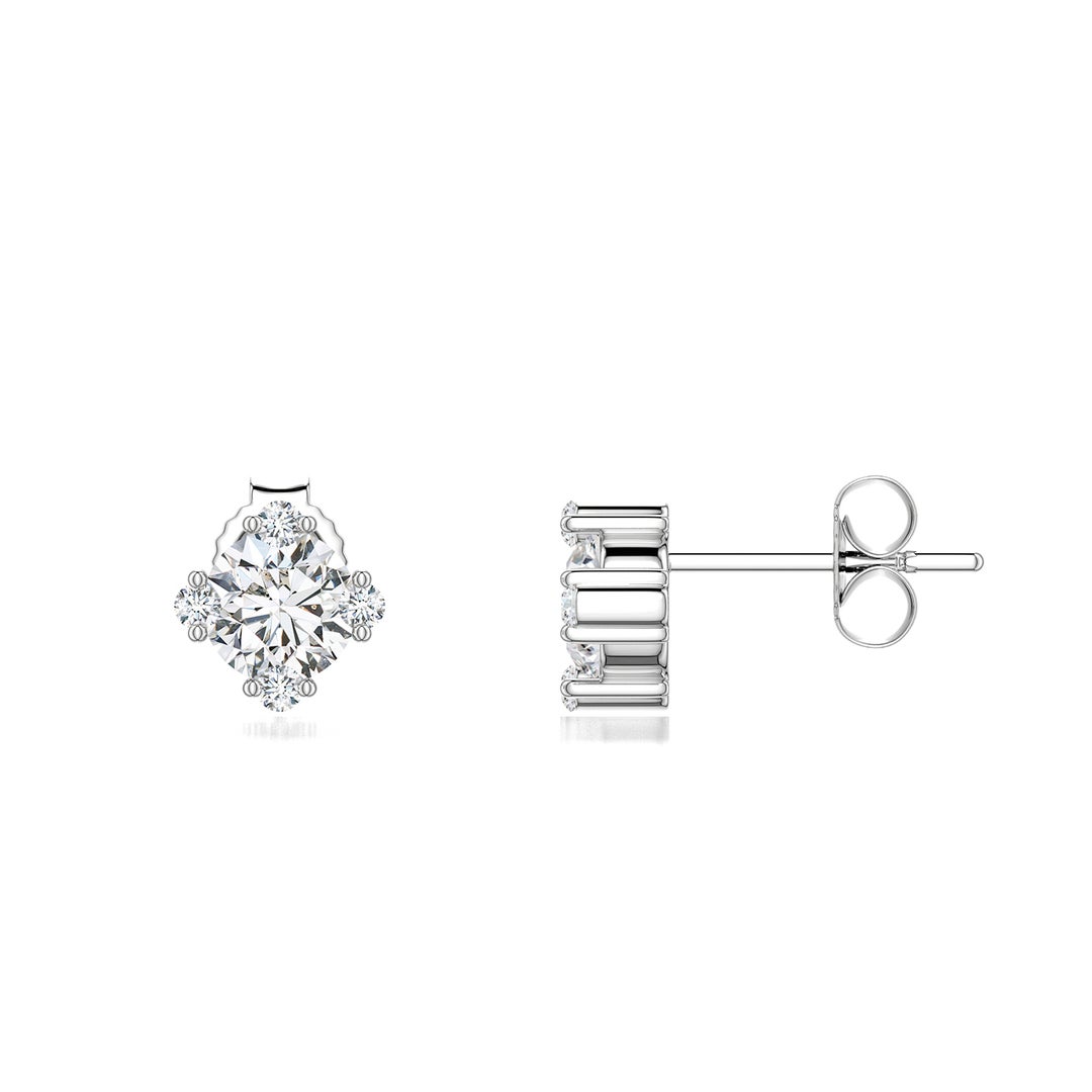 5mm HSI2 Round Diamond Stud Earrings with Accents in White Gold - side 2