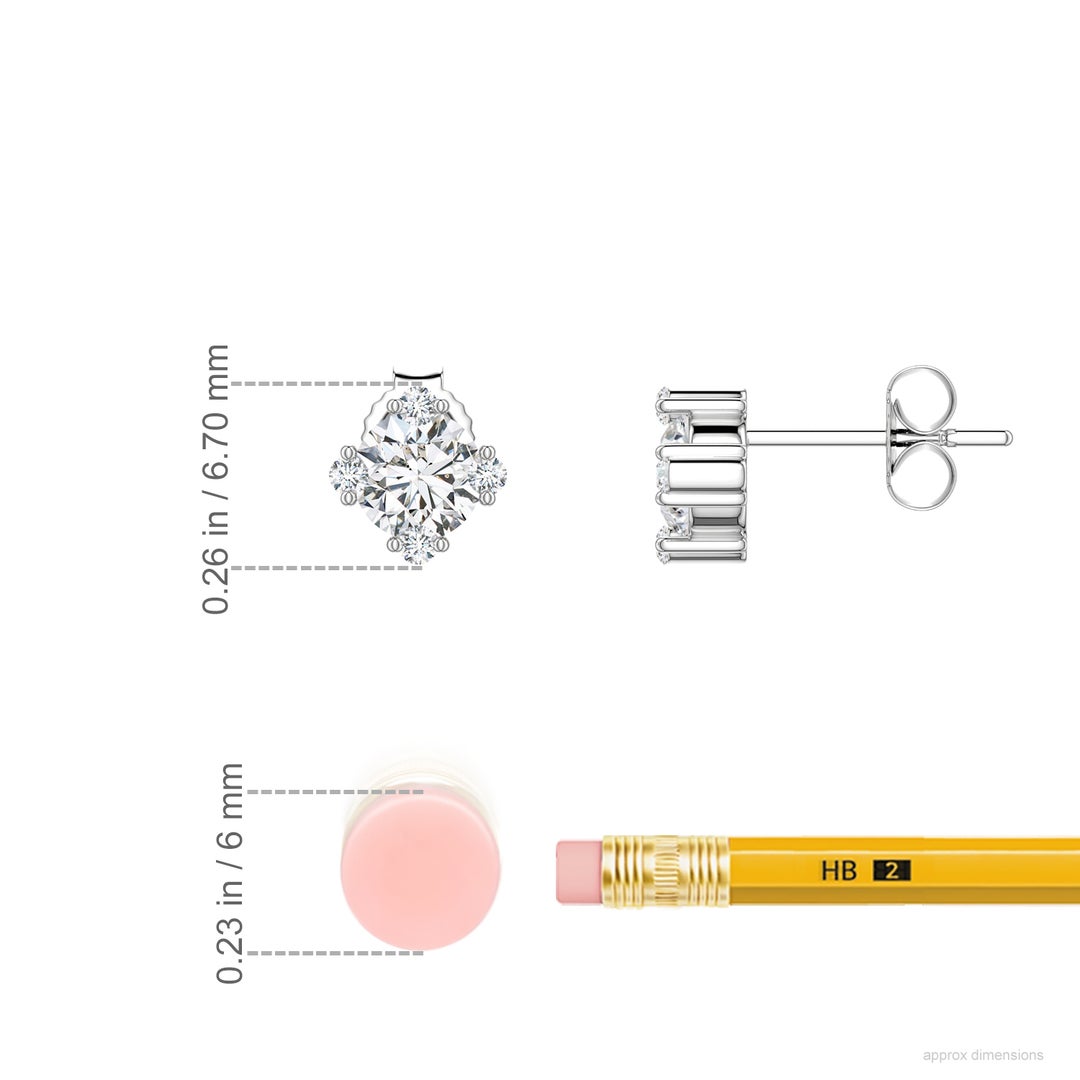 5mm HSI2 Round Diamond Stud Earrings with Accents in White Gold - ruler