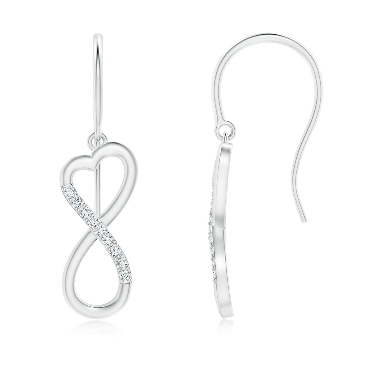 Natural Diamond Infinity Heart Dangle Earrings
