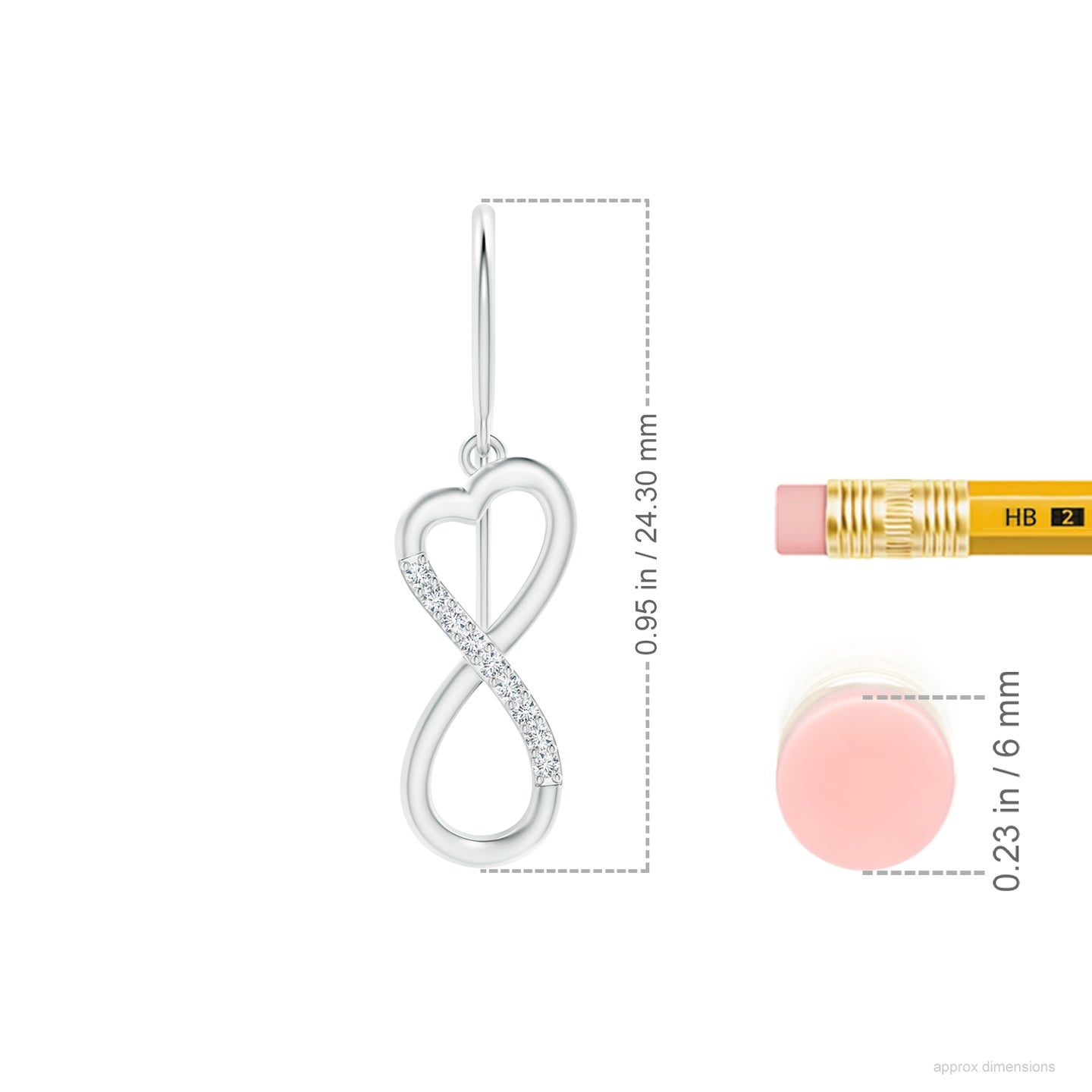 Natural Diamond Infinity Heart Dangle Earrings