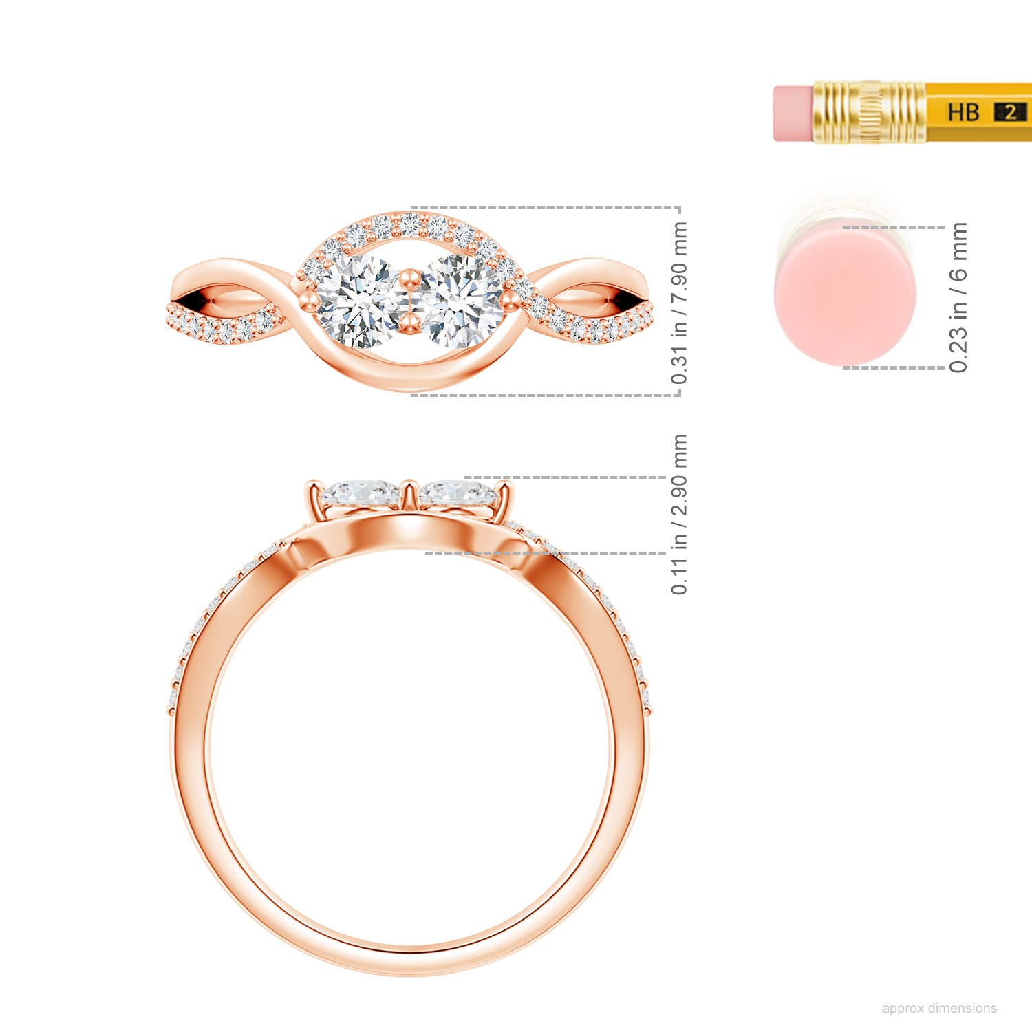 G, VS2 / 0.54 CT / 14 KT Rose Gold