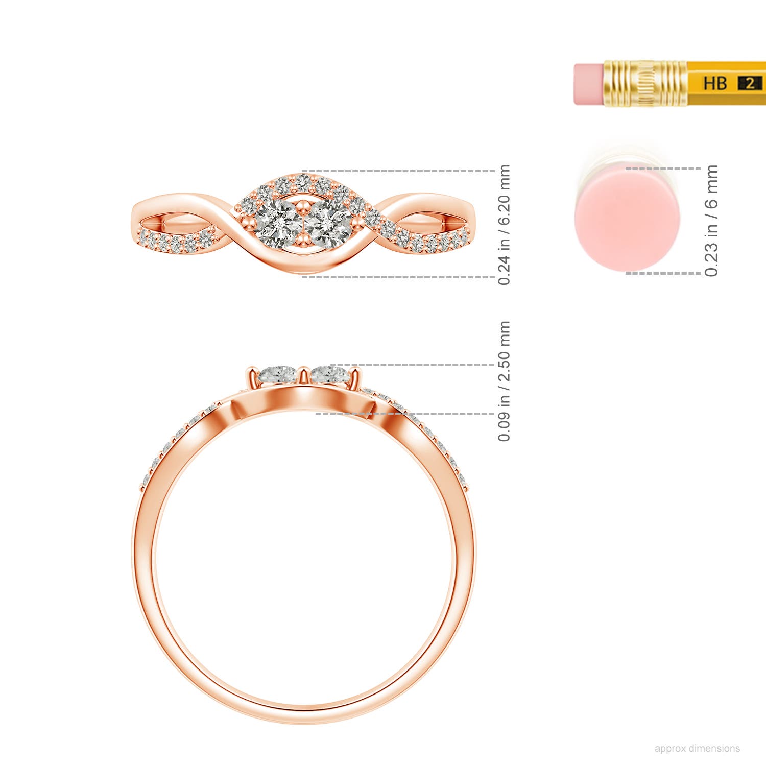 K, I3 / 0.26 CT / 14 KT Rose Gold