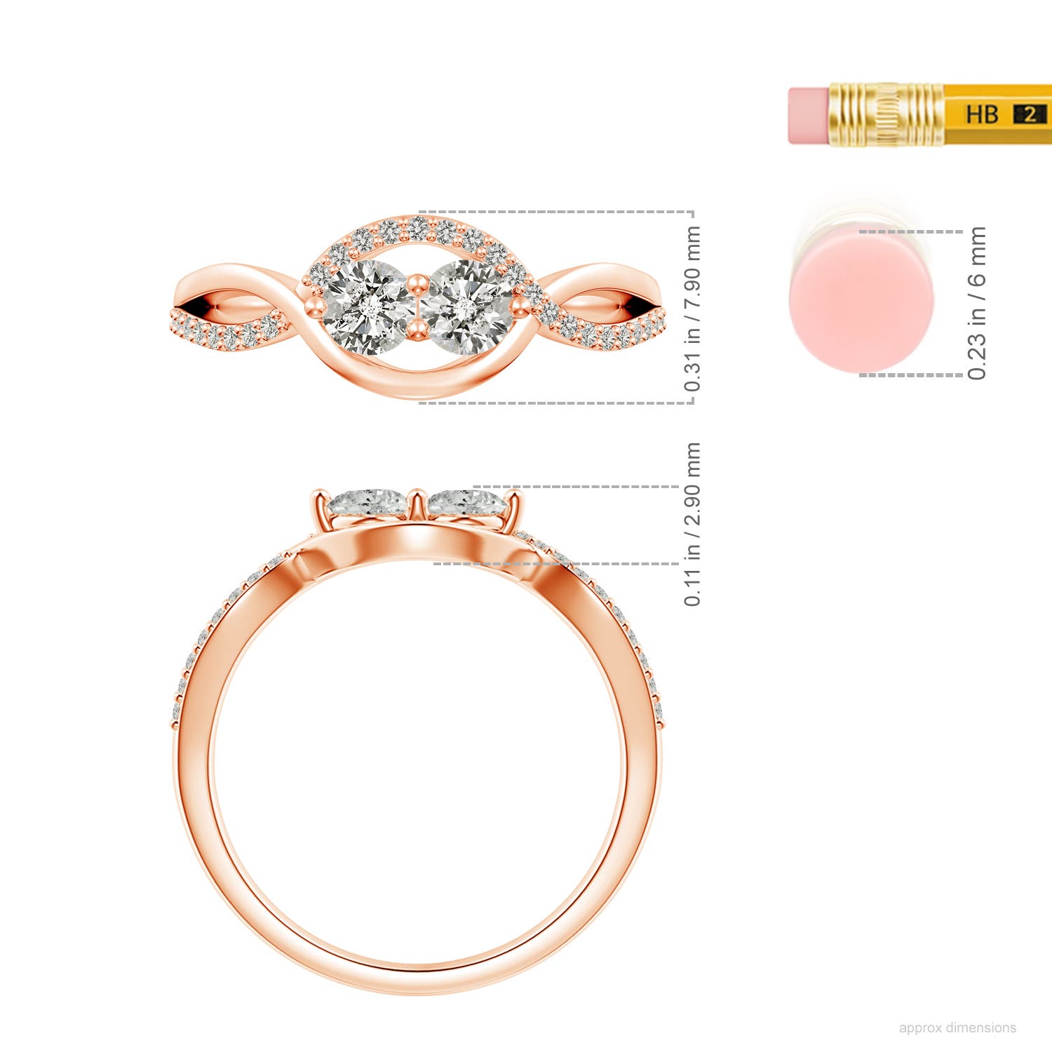 K, I3 / 0.54 CT / 14 KT Rose Gold