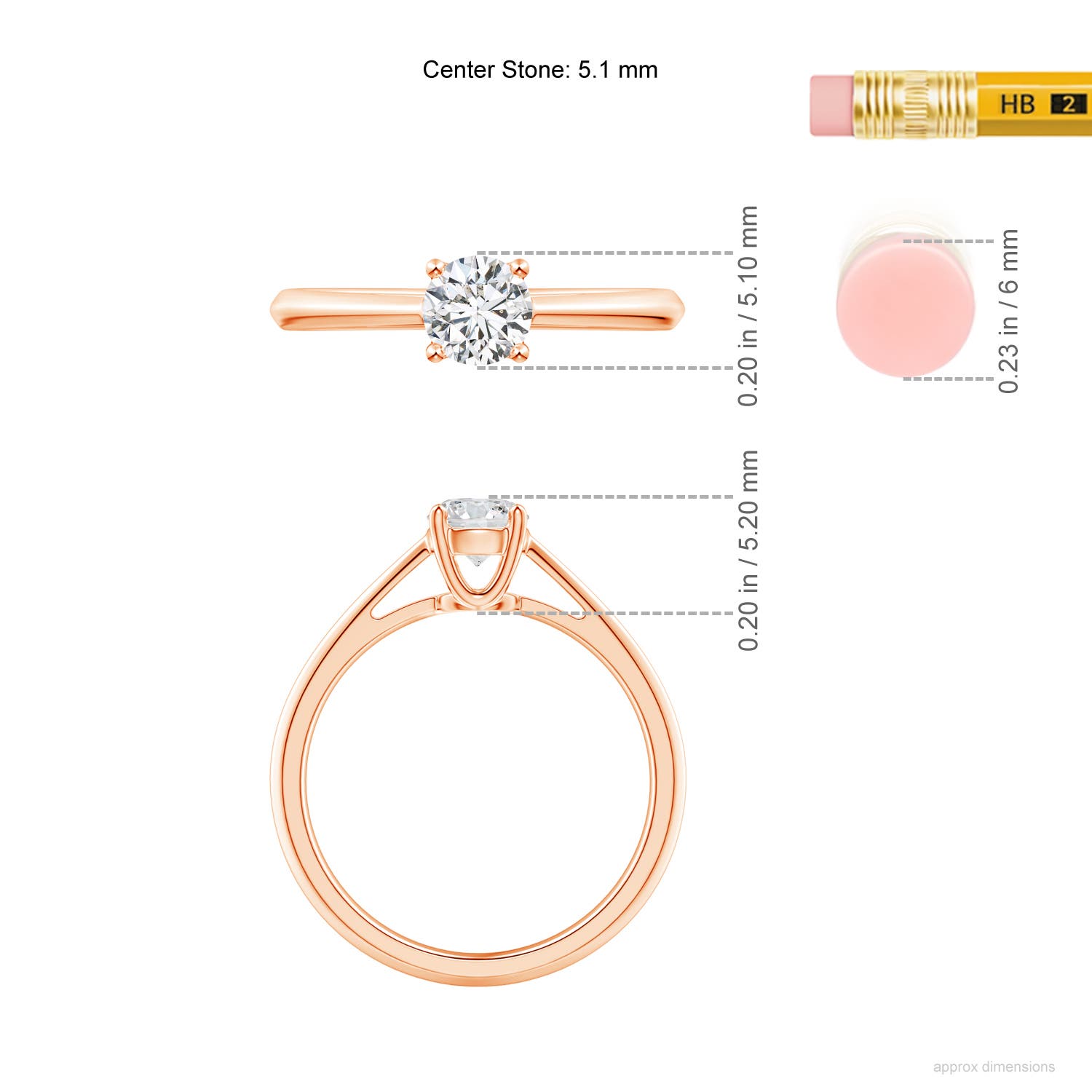 H, SI2 / 0.5 CT / 14 KT Rose Gold