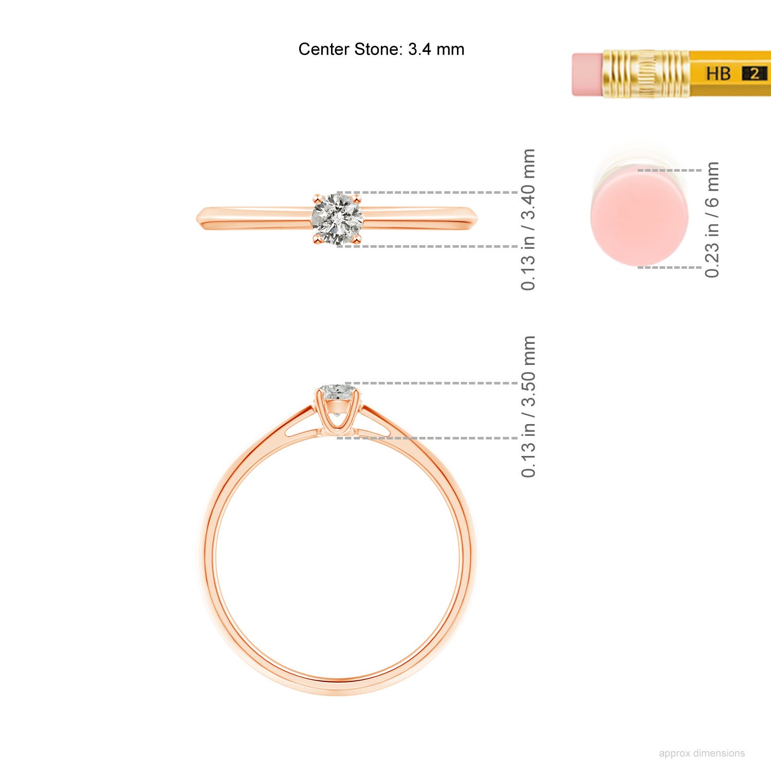 K, I3 / 0.15 CT / 14 KT Rose Gold