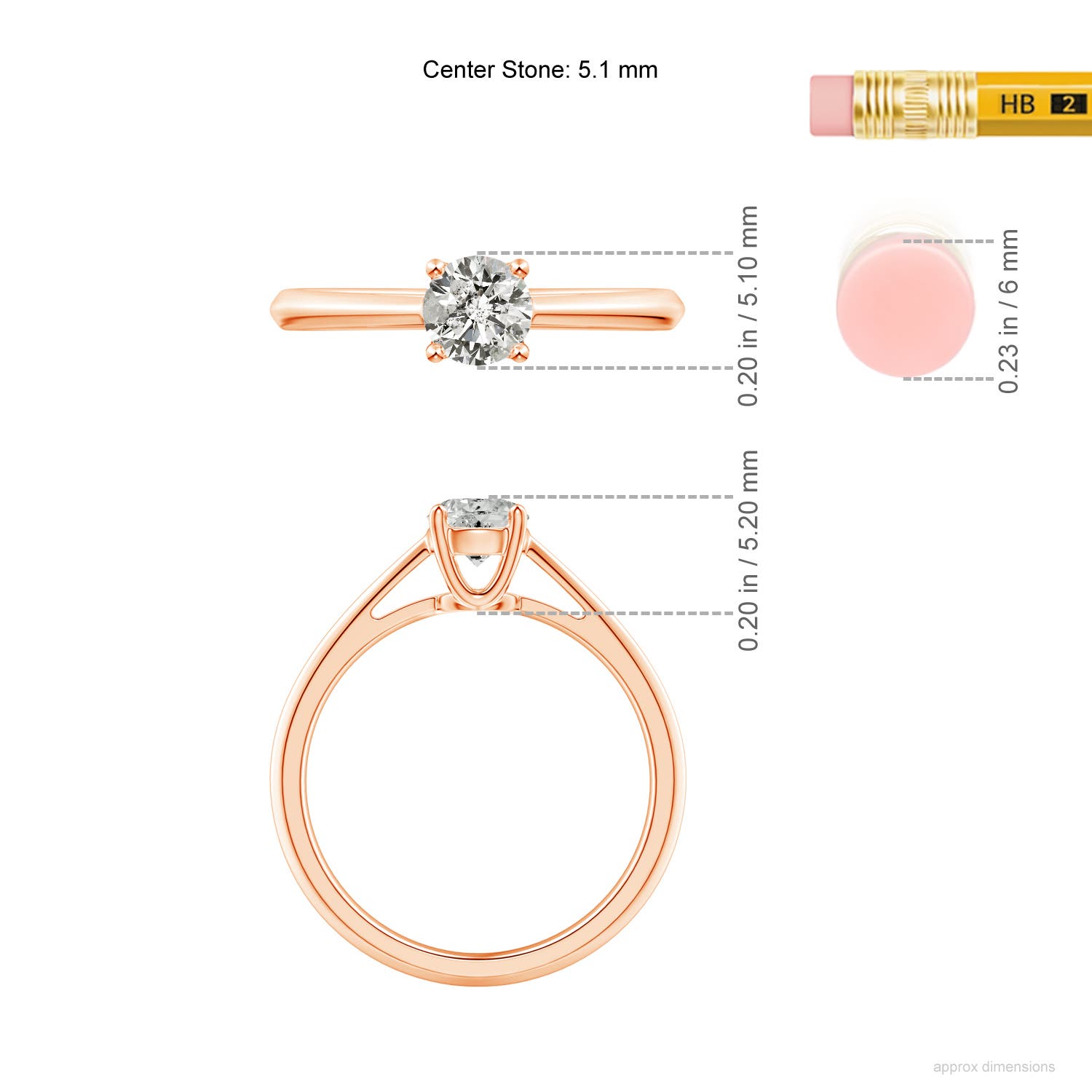 K, I3 / 0.5 CT / 14 KT Rose Gold