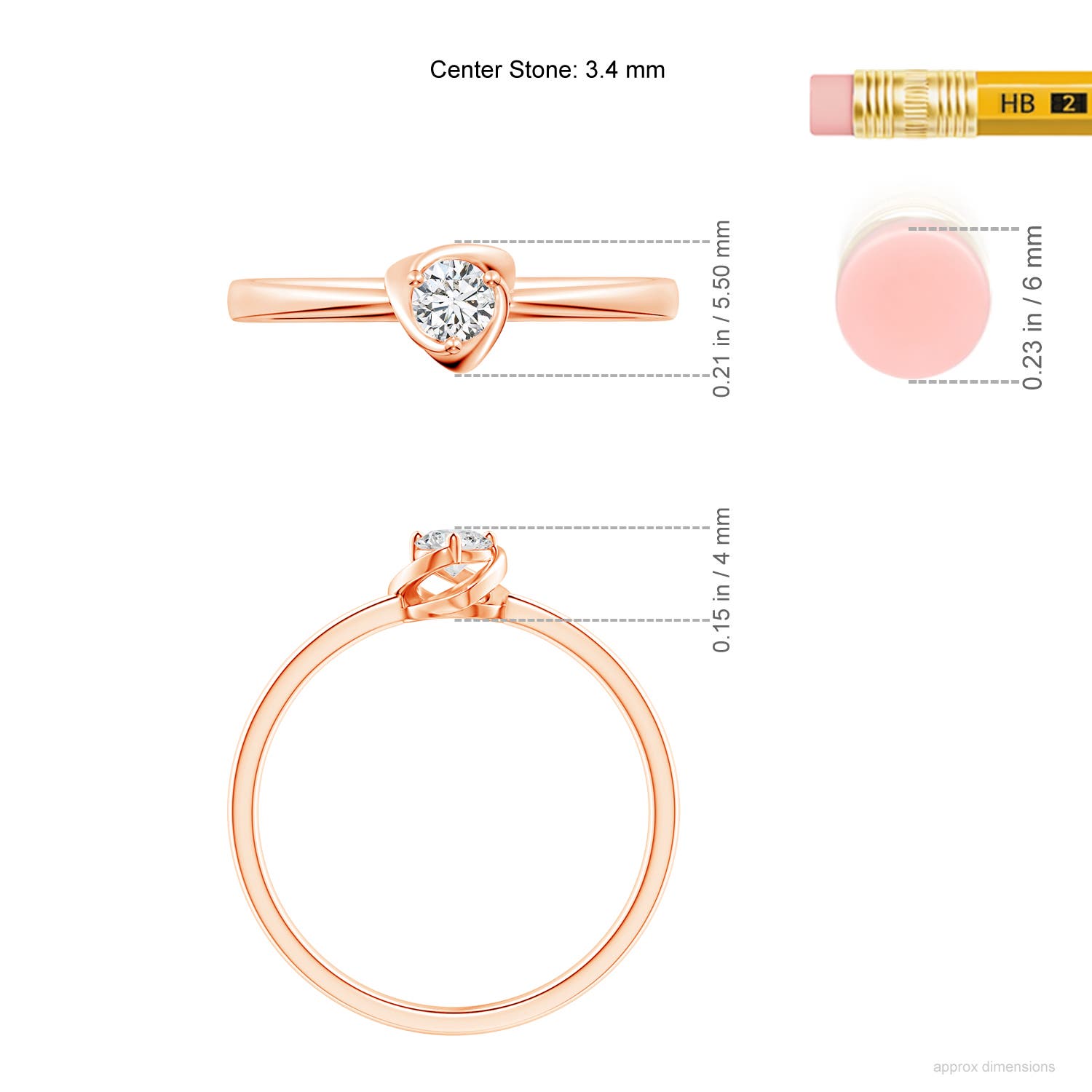 H, SI2 / 0.15 CT / 14 KT Rose Gold