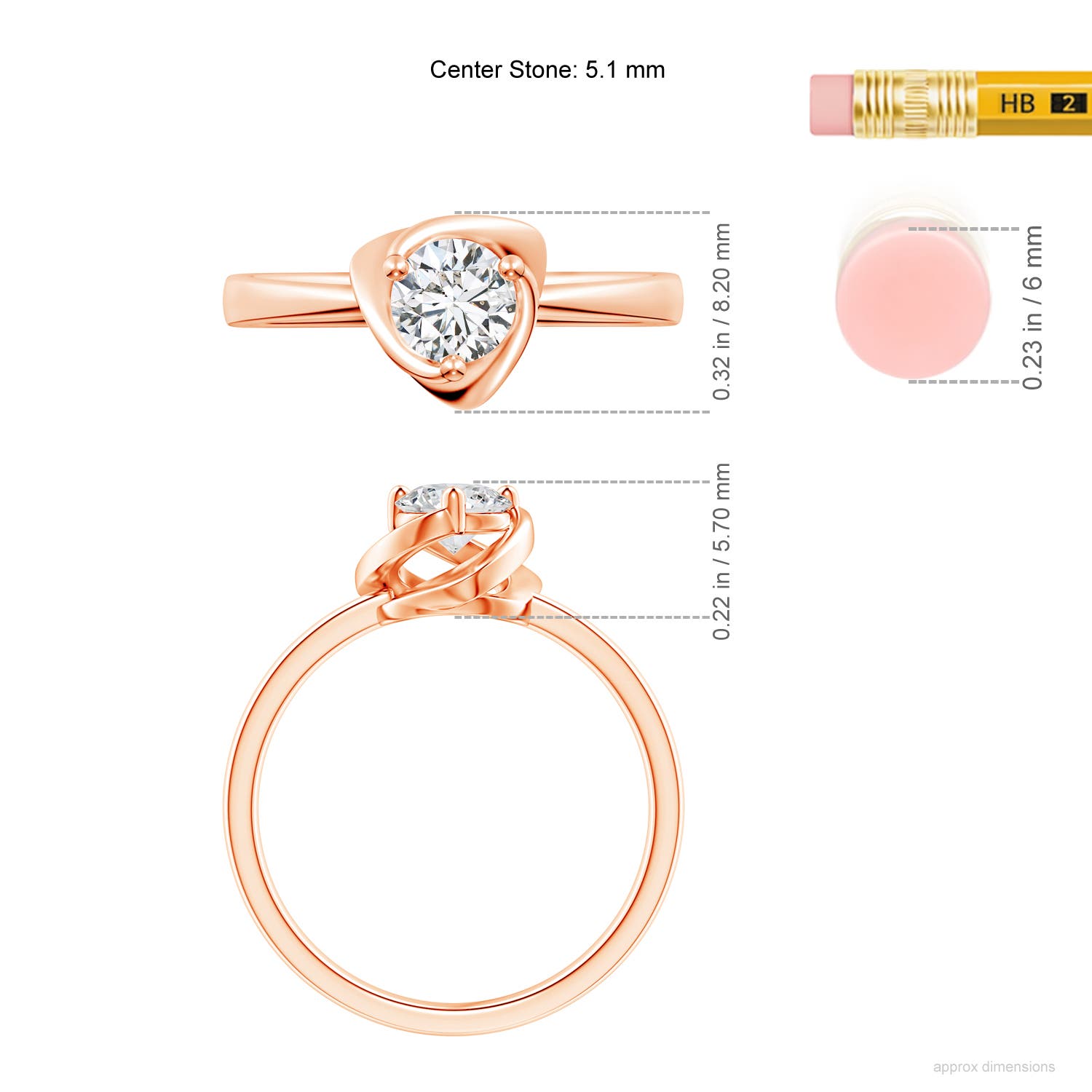 H, SI2 / 0.5 CT / 14 KT Rose Gold