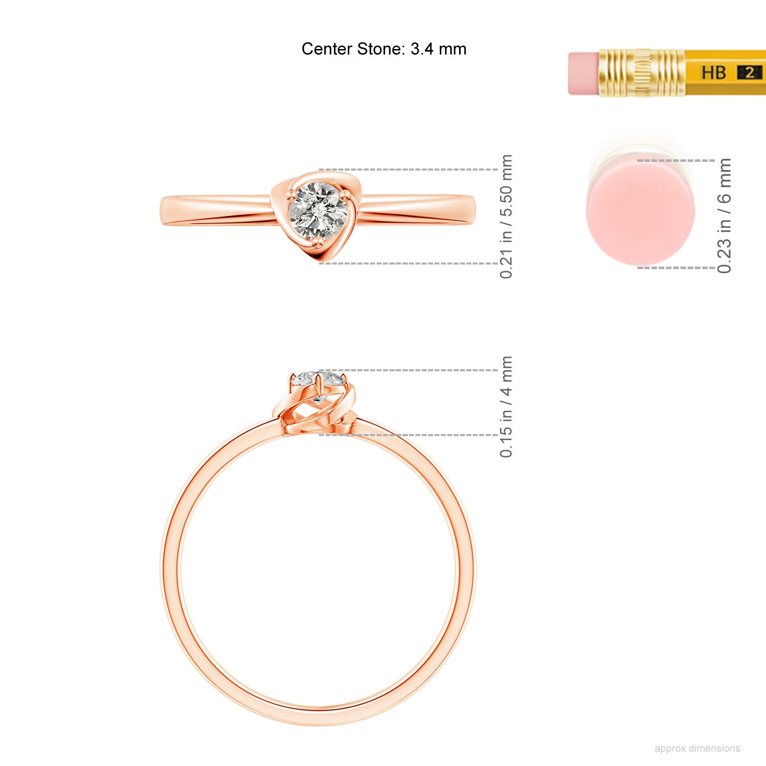 K, I3 / 0.15 CT / 14 KT Rose Gold