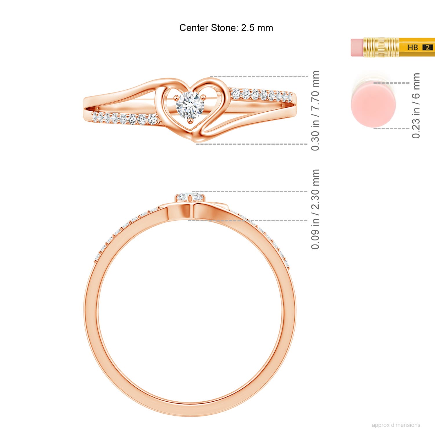 G, VS2 / 0.15 CT / 14 KT Rose Gold