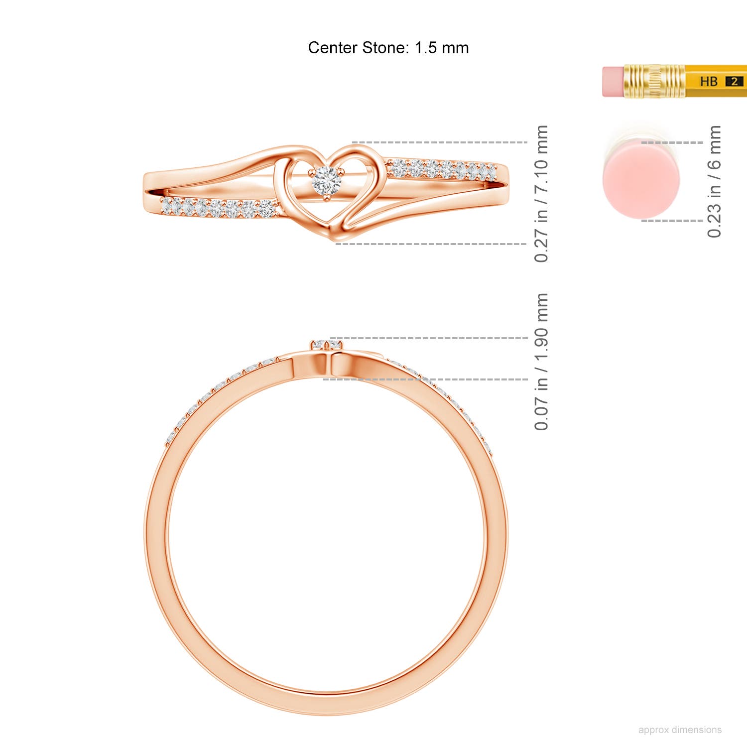 H, SI2 / 0.06 CT / 14 KT Rose Gold