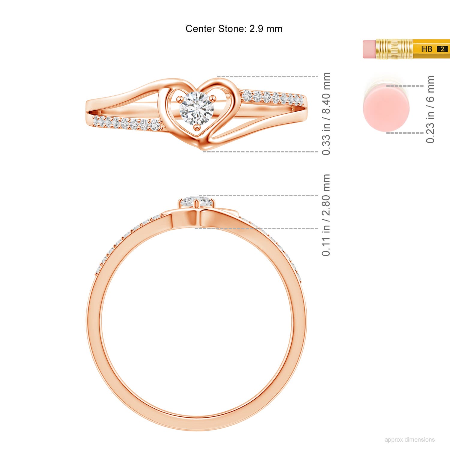 H, SI2 / 0.19 CT / 14 KT Rose Gold