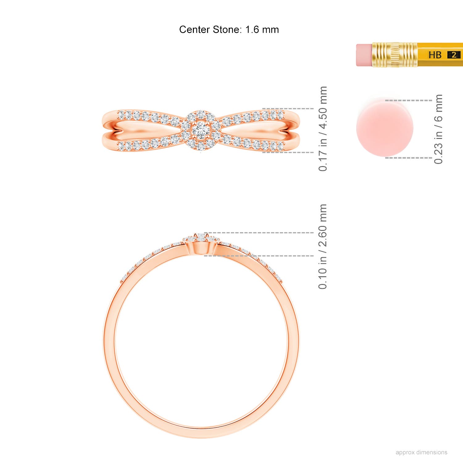 G, VS2 / 0.15 CT / 14 KT Rose Gold