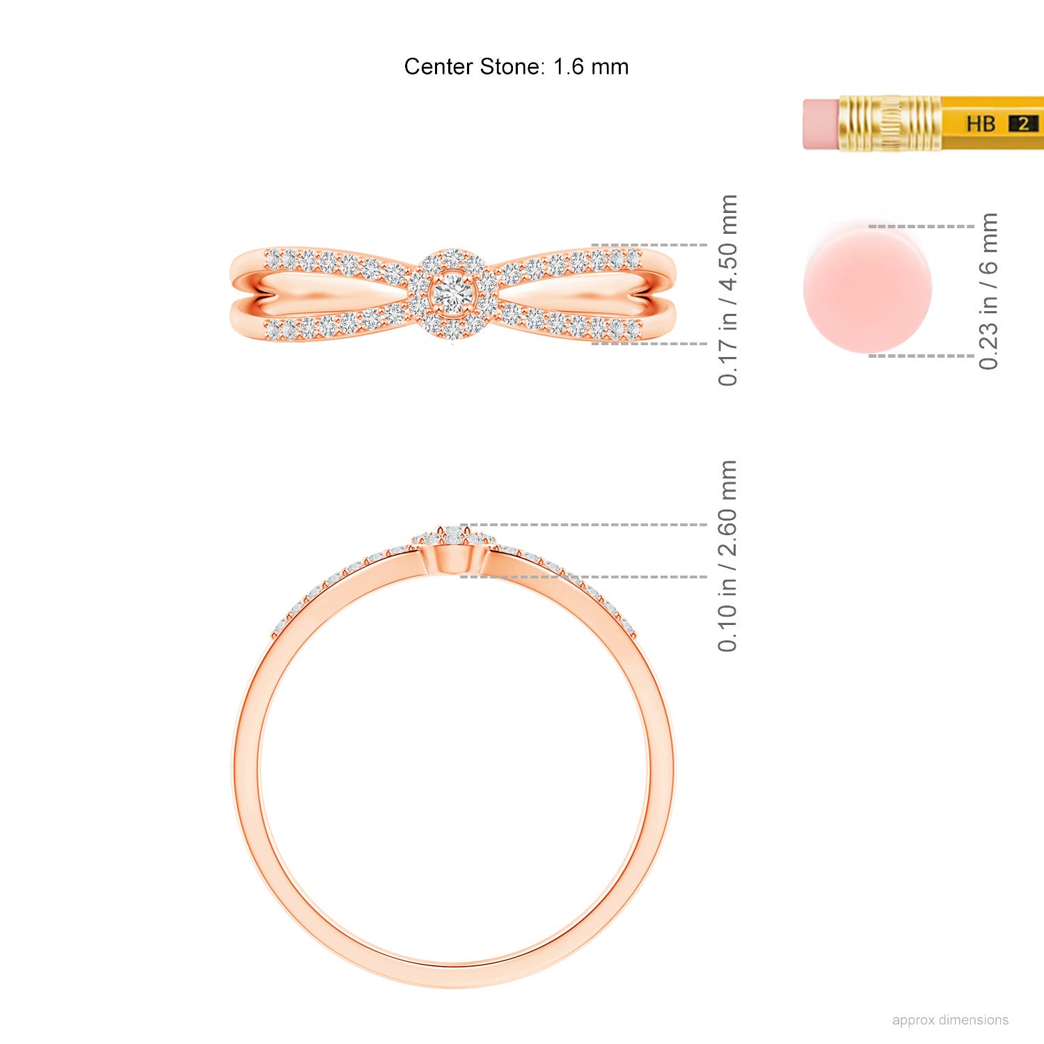 H, SI2 / 0.15 CT / 14 KT Rose Gold