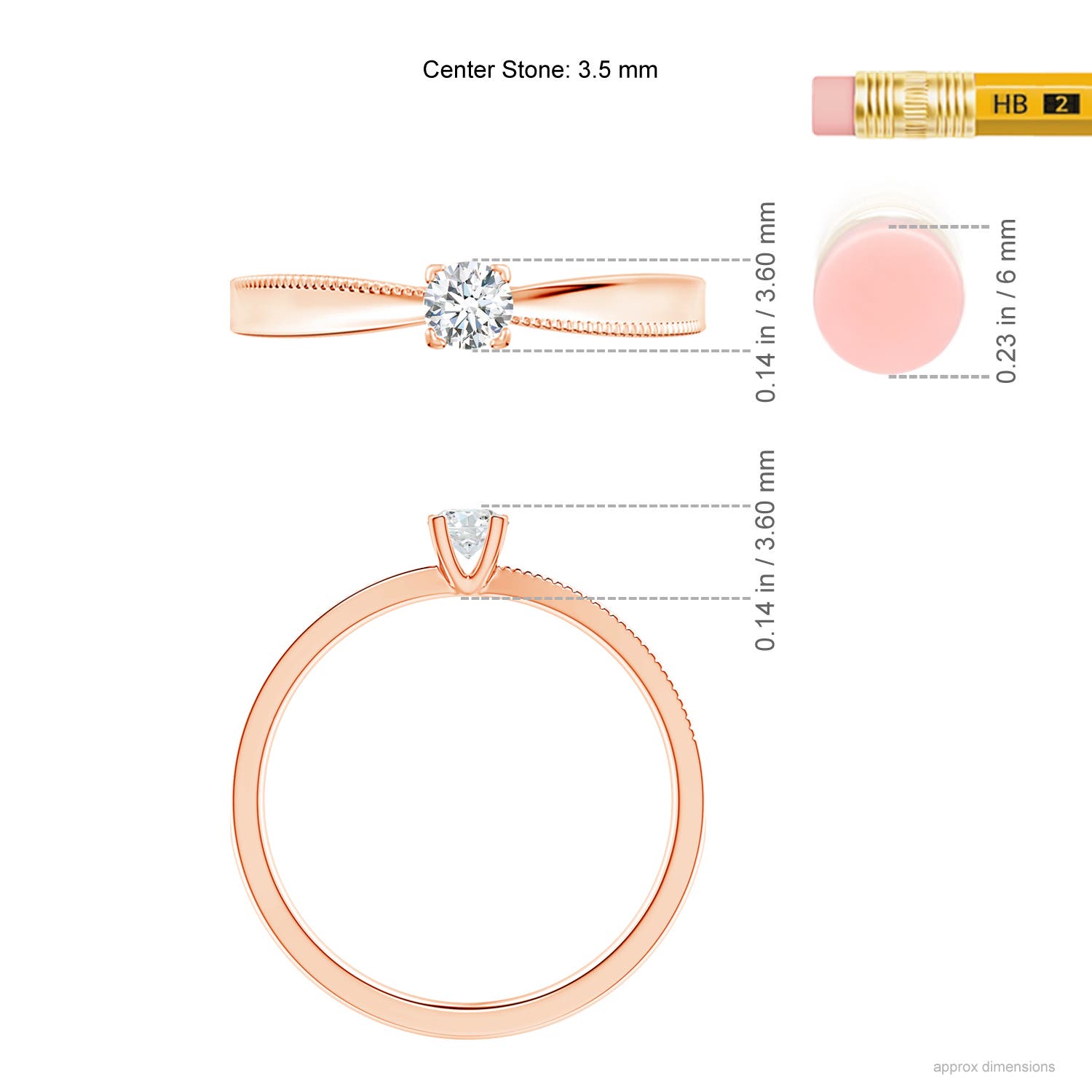 G, VS2 / 0.16 CT / 14 KT Rose Gold