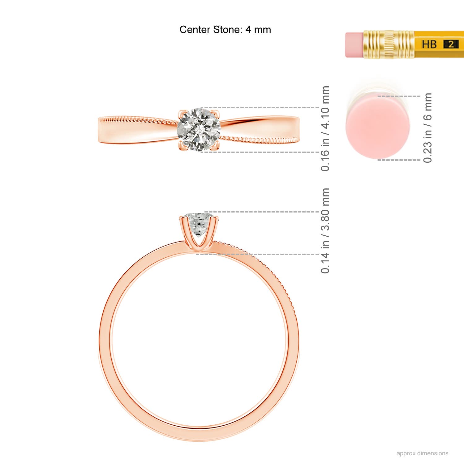 K, I3 / 0.23 CT / 14 KT Rose Gold