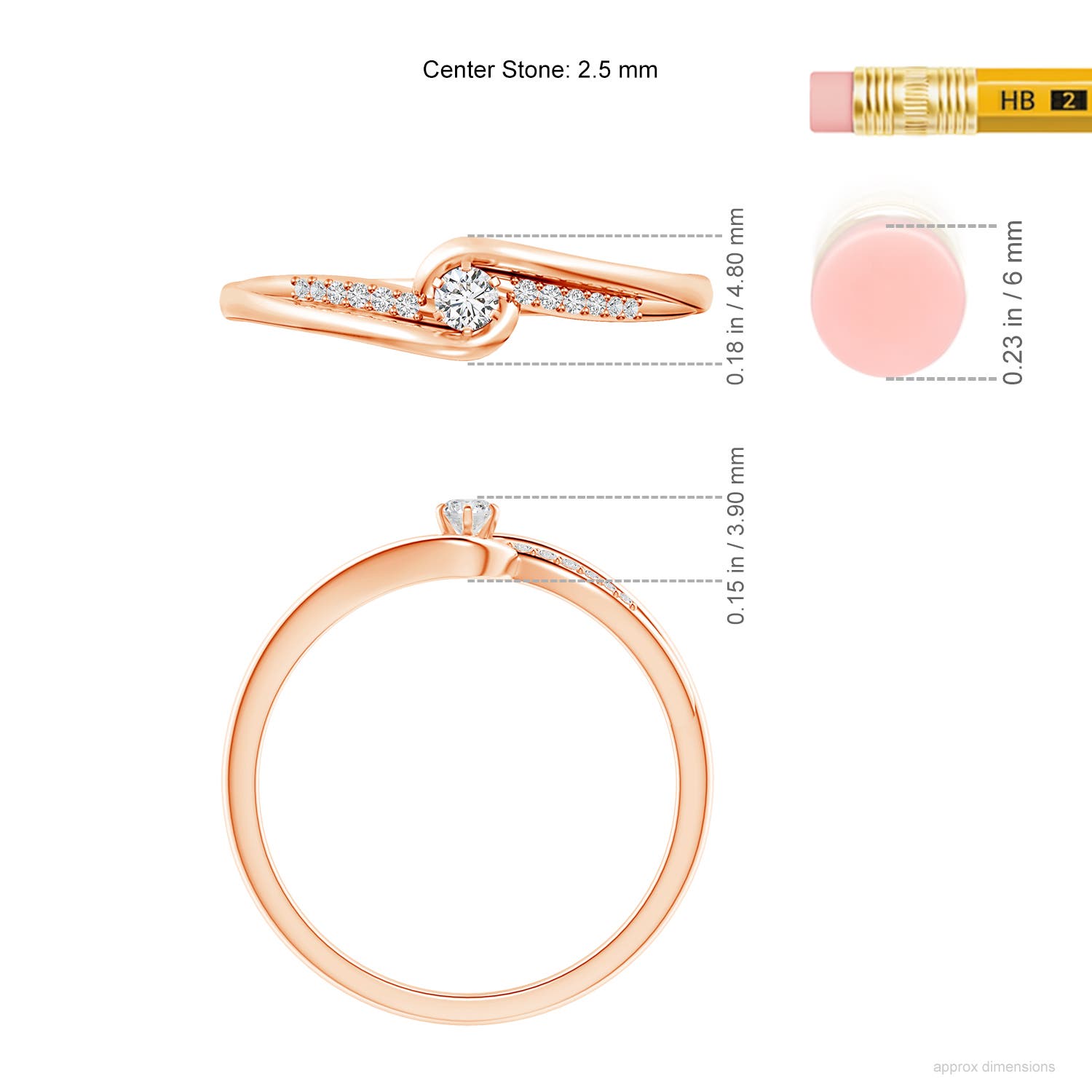 H, SI2 / 0.12 CT / 14 KT Rose Gold