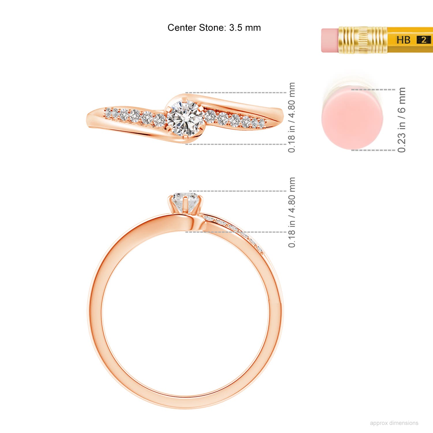 I-J, I1-I2 / 0.26 CT / 14 KT Rose Gold